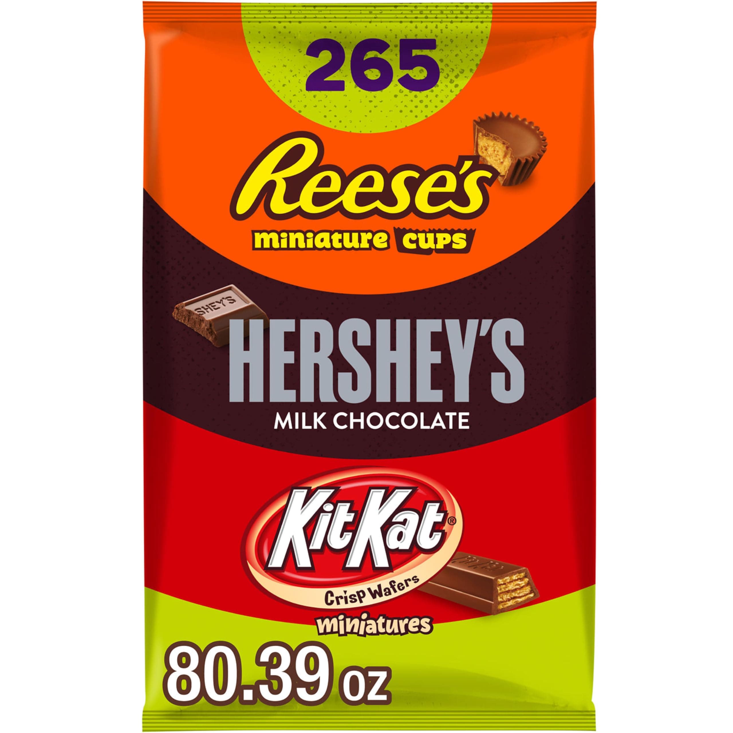 HERSHEY'S, KIT KAT and REESE'S Assorted Milk Chocolate Candy Variety Bag, 80.39 oz (265 Pieces)