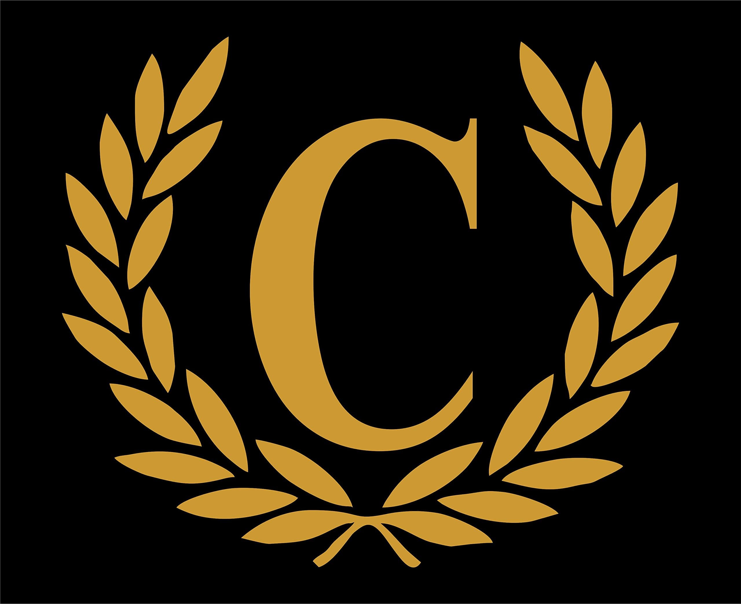 Sweet Tea Decals Letter C (Gold), Large Size, Decorative Monogram - 9" x 10"- Vinyl Die Cut Decal/Bumper Sticker for Windows, Trucks, Cars, Laptops, Glasses. Mugs, Etc.