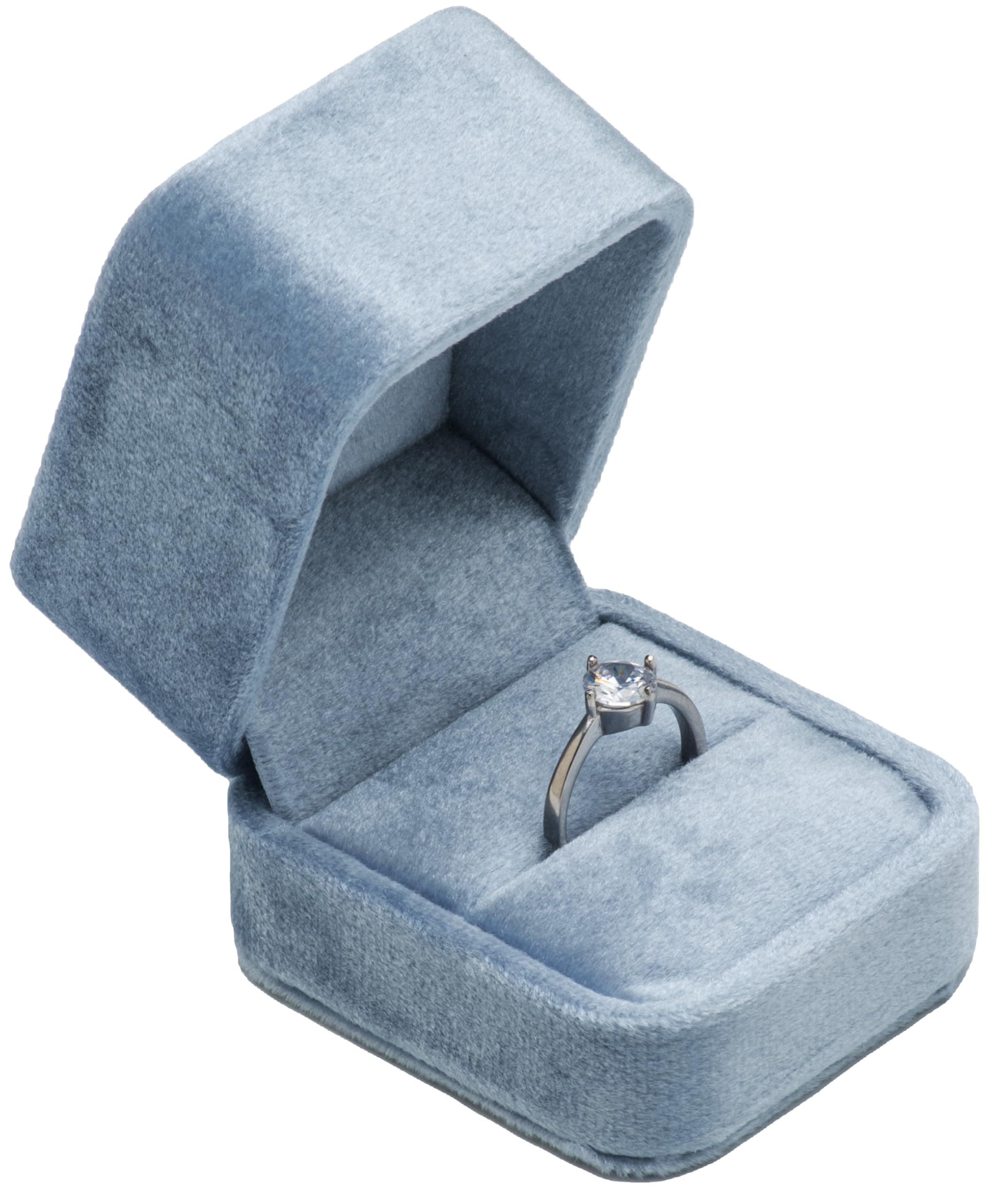Giftop Velvet Single Ring Box Case Holder for Engagement Proposal Birthday Wedding,Jewelry Ring Gift Box Jewelry Packaging Box (Light Ocean Blue)