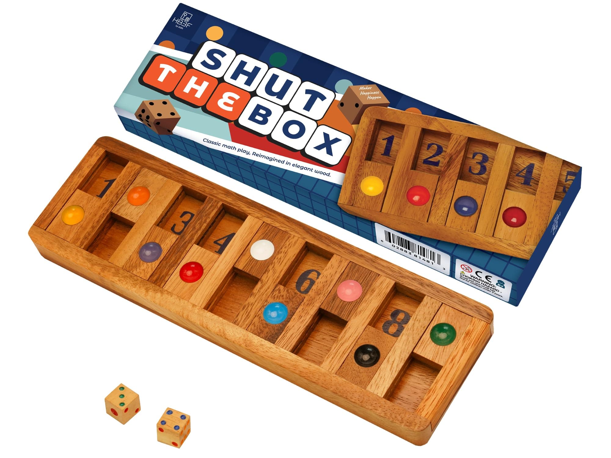 Shut The Box Board Games with Math Lover Player Wooden Box of Brain Teaser Puzzles to Get Fun on Game Adults and Seniors