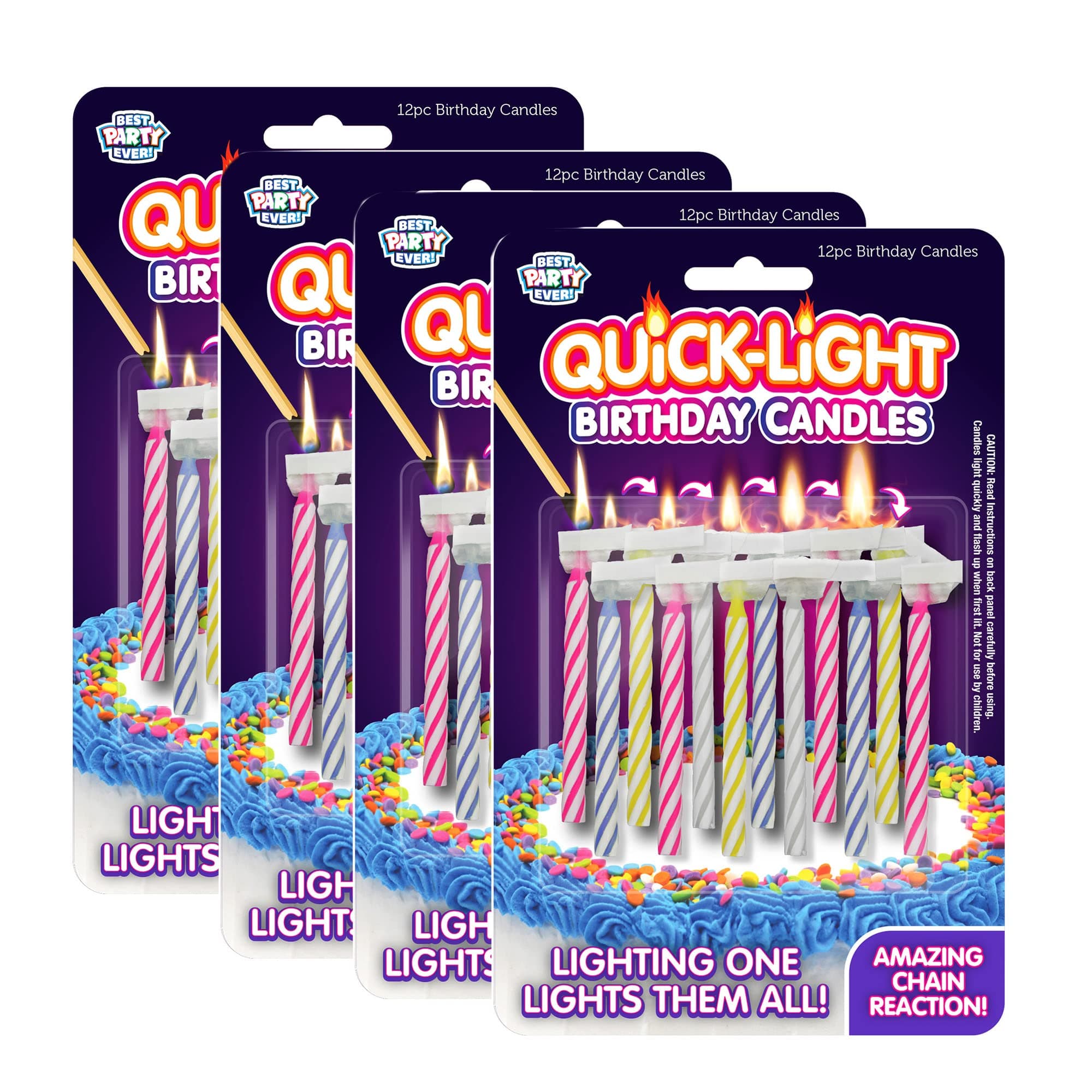 BEST PARTY EVER! Quick Light Birthday Candles 4-Pack (48 Candles)