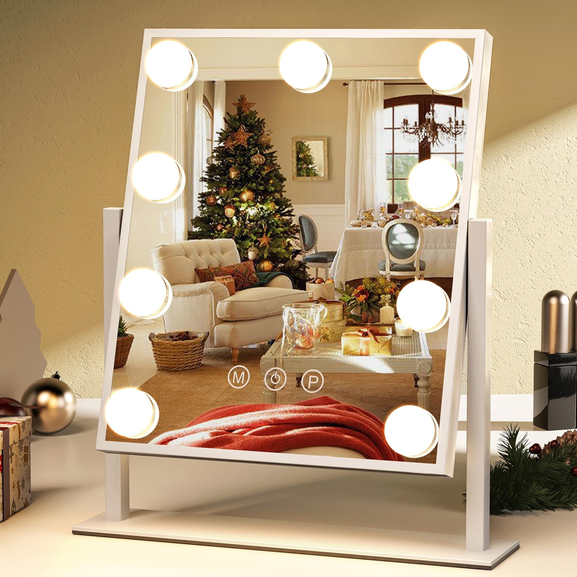 ZL ZELing Vanity Mirror with Lights,Makeup Mirror with Lights,Light up Mirrors with Smart Touch 3 Colors Dimmable,Mirror with Lights with 360° Rotation