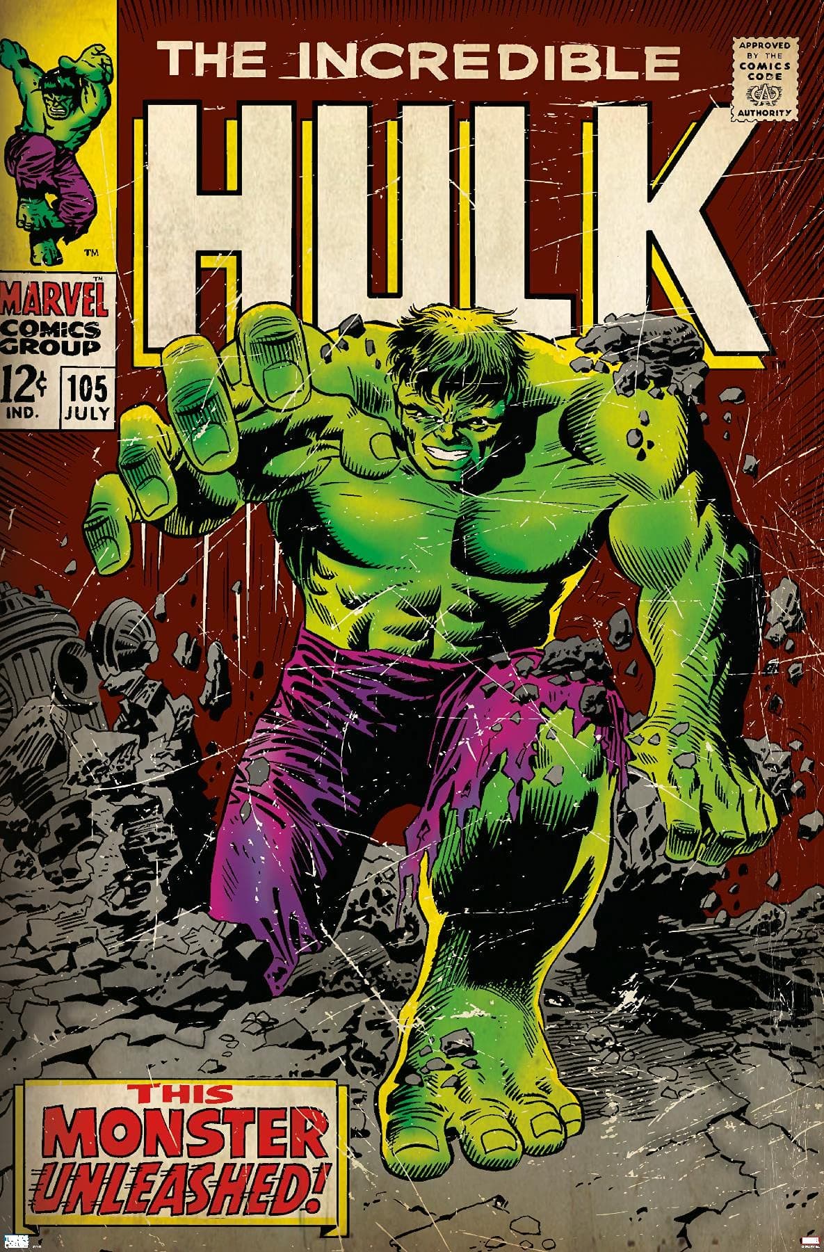 Marvel Comics Hulk - Incredible Hulk #105 Wall Poster, 34L" x 22.4W", Premium Unframed Version
