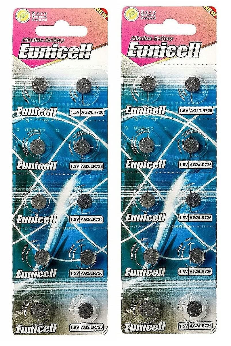 20 x Eunicell AG2 Alkaline Button Cell Batteries – G2 LR59 LR726 SR726W 396 397