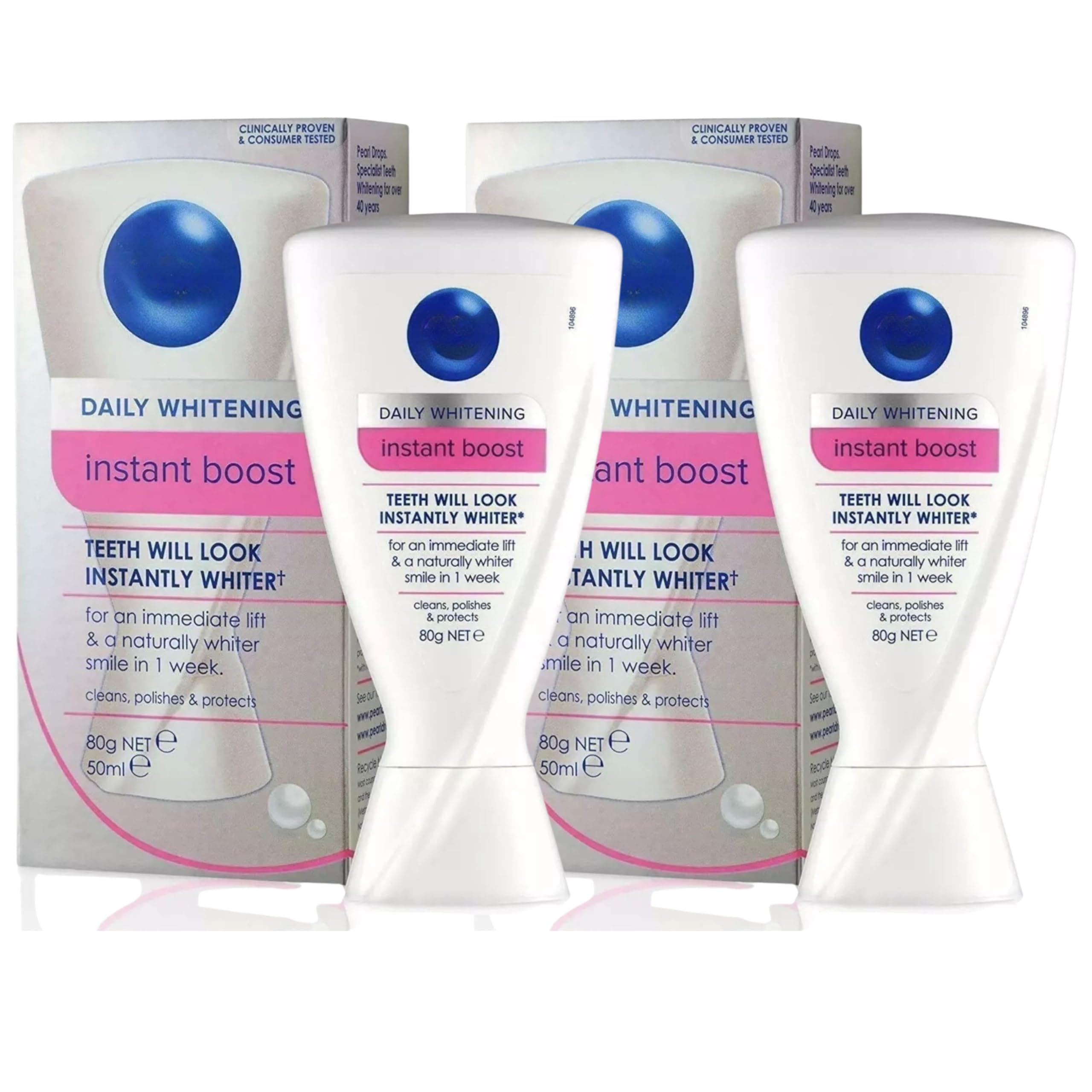 2 Pack Bundle - Pearl Drops Daily Whitening Instant Boost Whitening Toothpaste (2X 50ml). A Bundle with Our Complimentary Toothbrush Included.