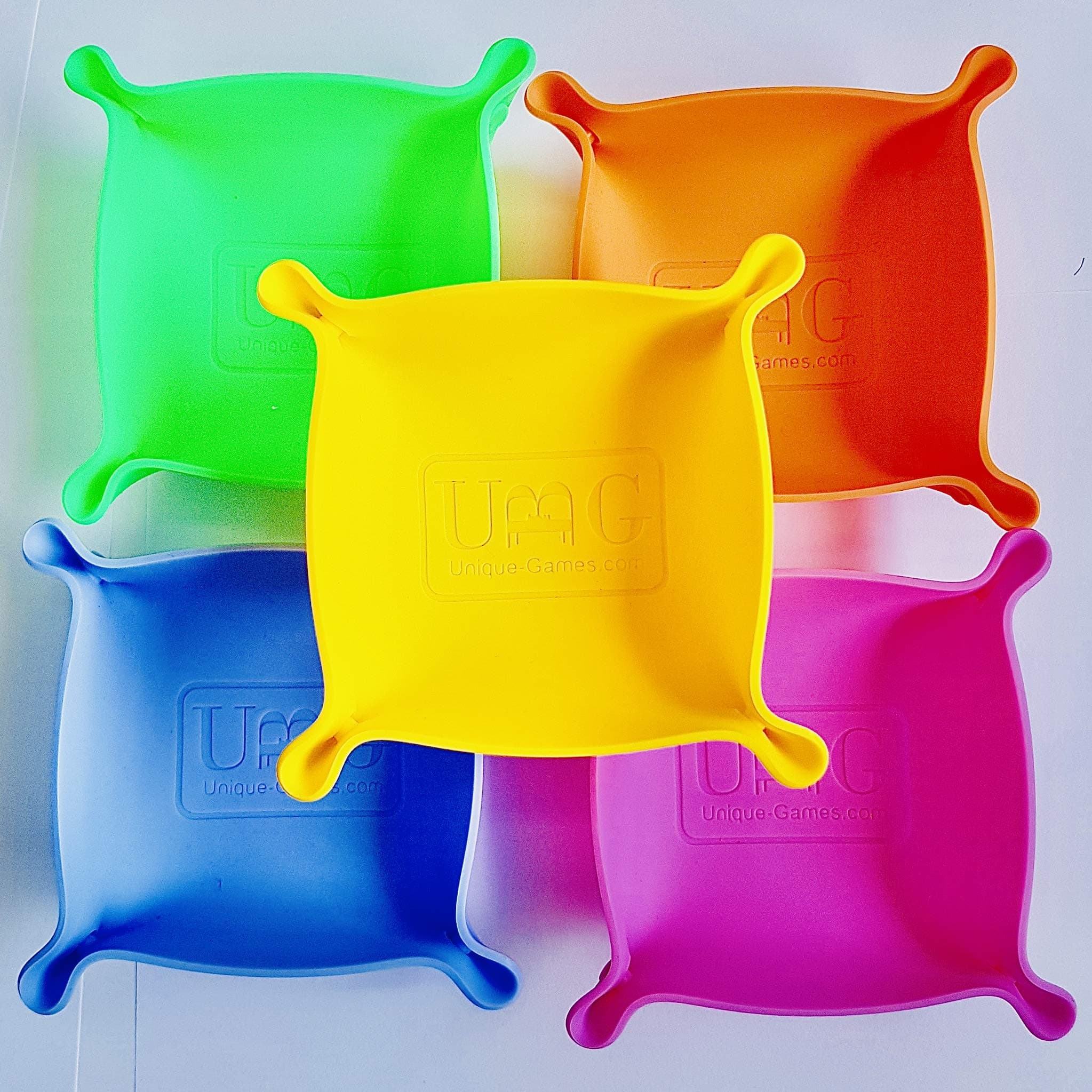 UBG - Unique Board Games - Dice Tray, Collapsible Board Game Storage Bowls, Portable Folding Tray Accessory Holds Tabletop Bits, Chits, Components, Pieces, Dice | 5-Pack