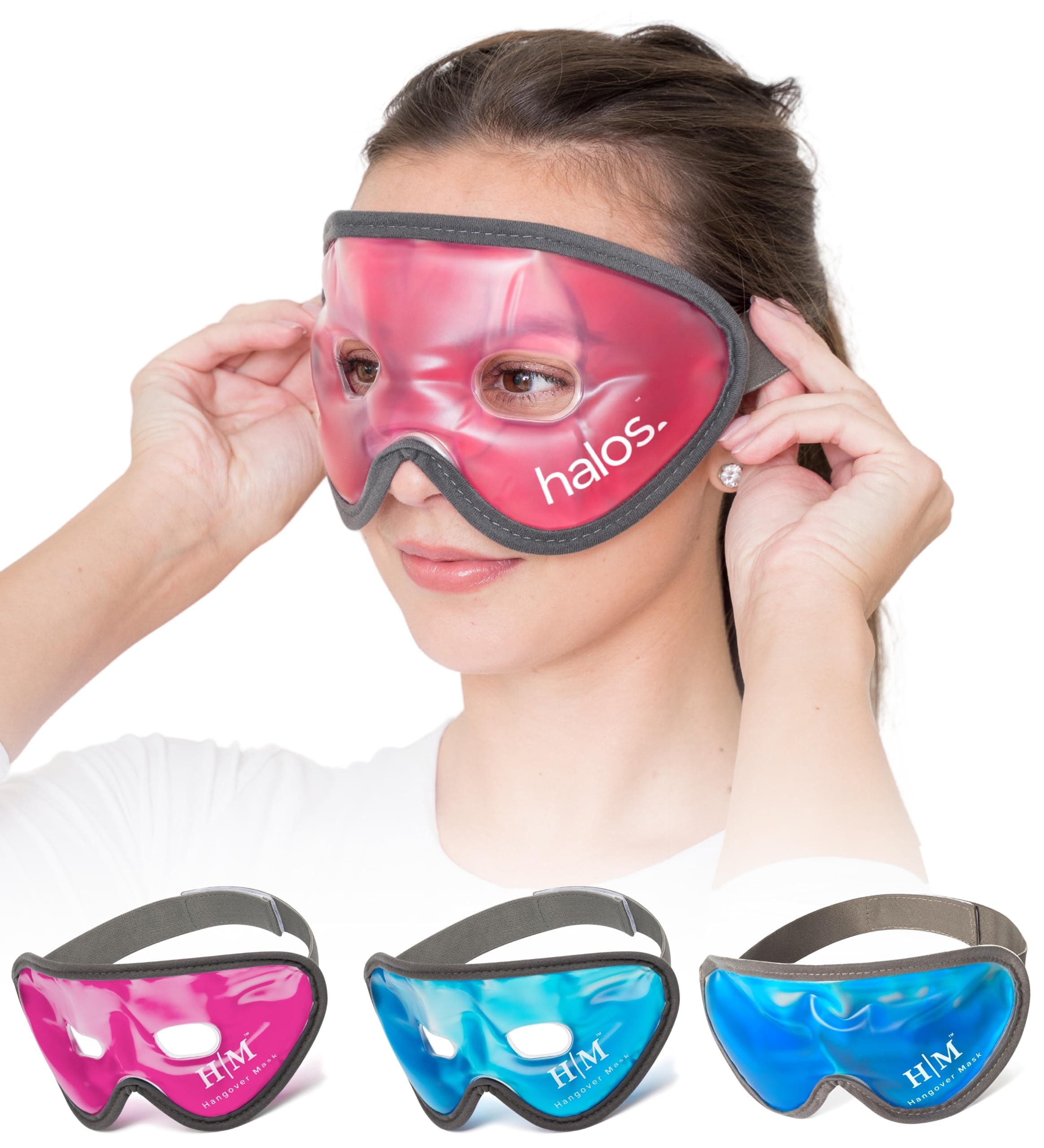 HM Cooling Eye Mask - Reusable Gel Cold Pack Soothes Puffy Eyes, Dark Circles & Hangovers - Relieve Headaches & Sinus Pain With Cold Therapy