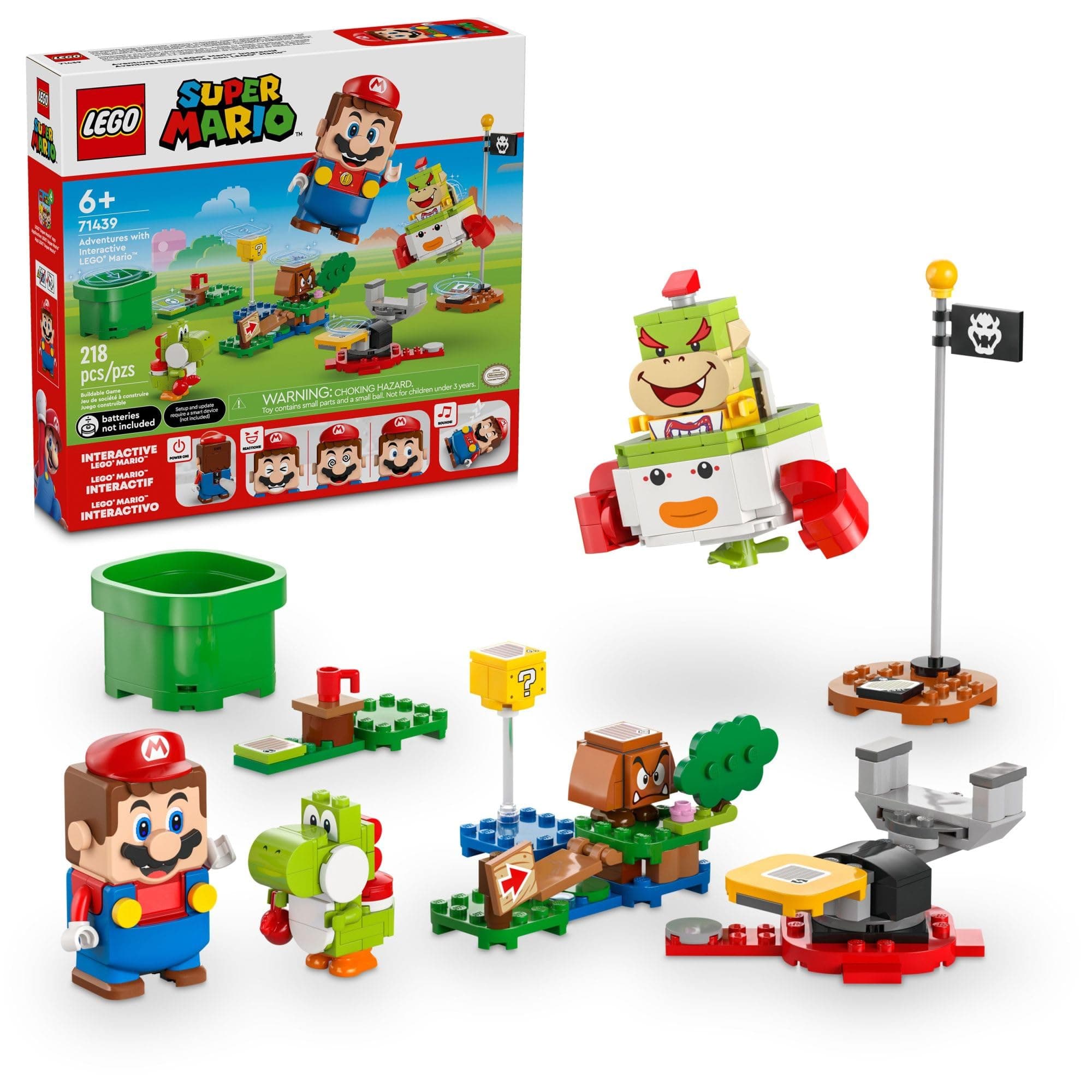 Super Mario Adventures with Interactive Mario, Bowser Jr.’s Clown Car Playset Vehicle, Yoshi Toy, Mario Playset, Nintendo Toy Gift for Boys, Girls and Gamers Ages 6 and Up, 71439