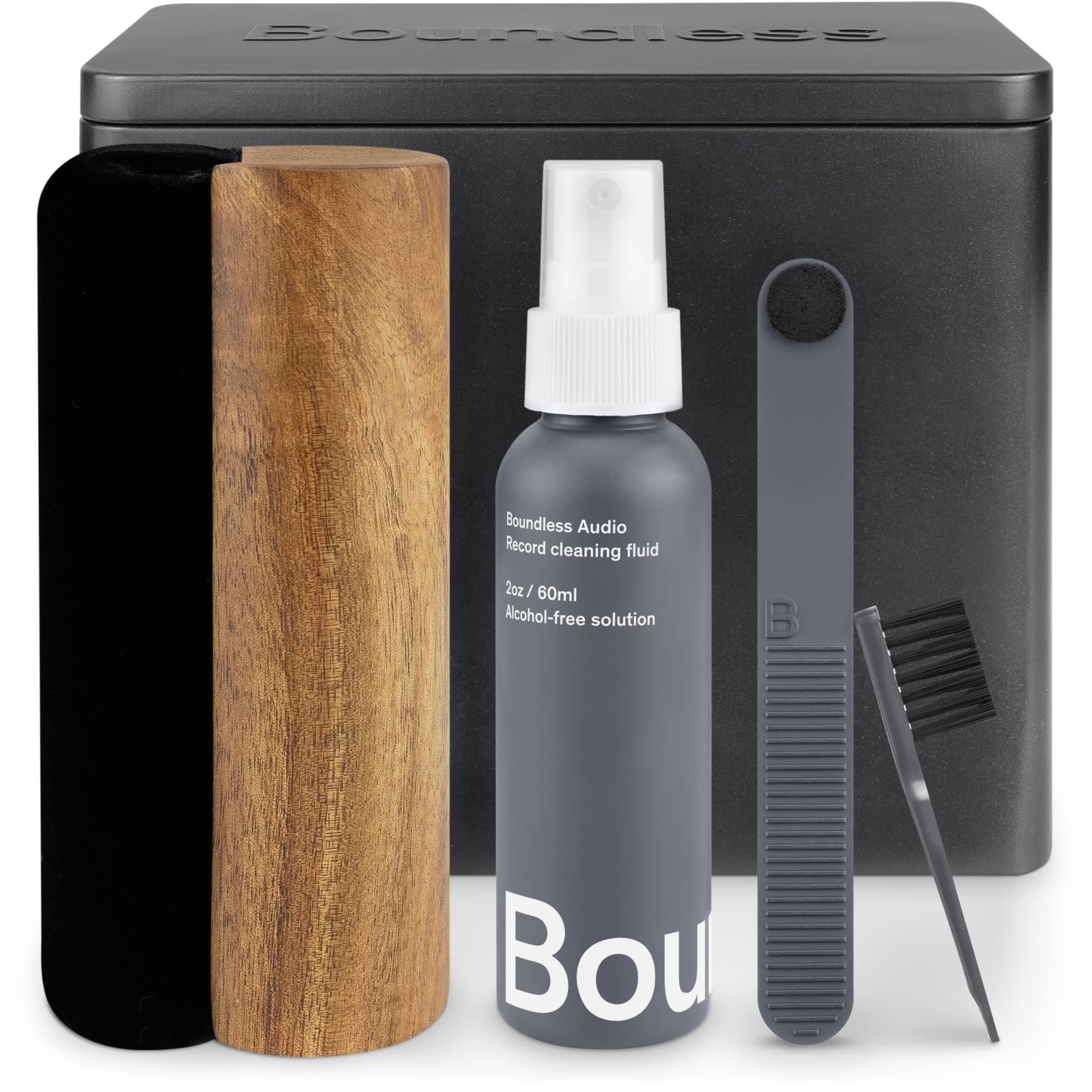 Record Cleaner Kit - 5-in-1 Vinyl Record Cleaning Kit Includes Velvet Record Brush, Stylus Brush, Record Cleaning Solution, Cleaning Brush & Metal Case - Premium Vinyl Cleaning Kit