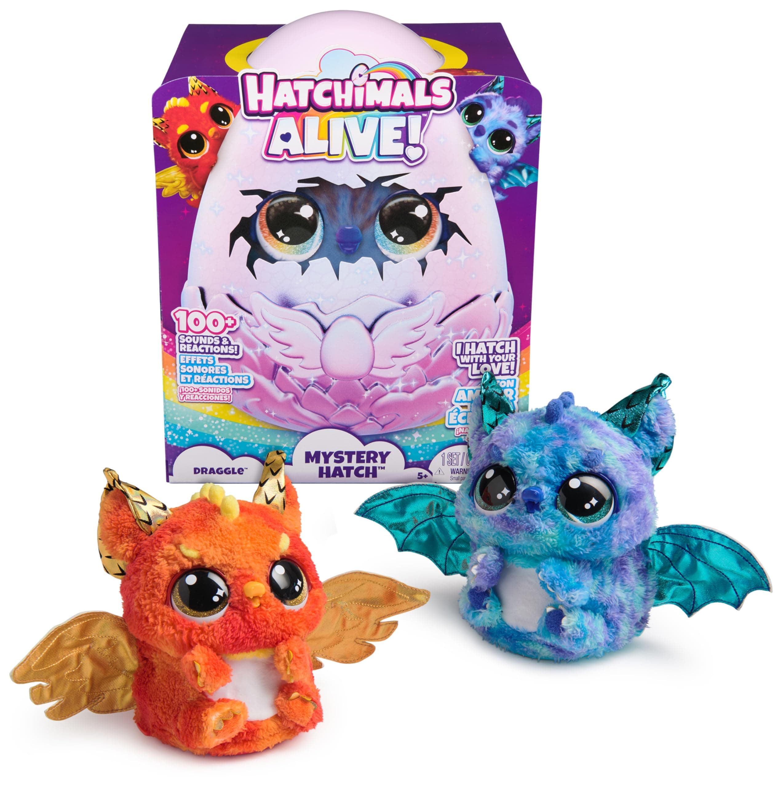 Alive, Mystery Hatch Draggle, Surprise Interactive Toy & Egg with Mist, Lights & Sounds (Styles May Vary), Kids Toys for Girls & Boys