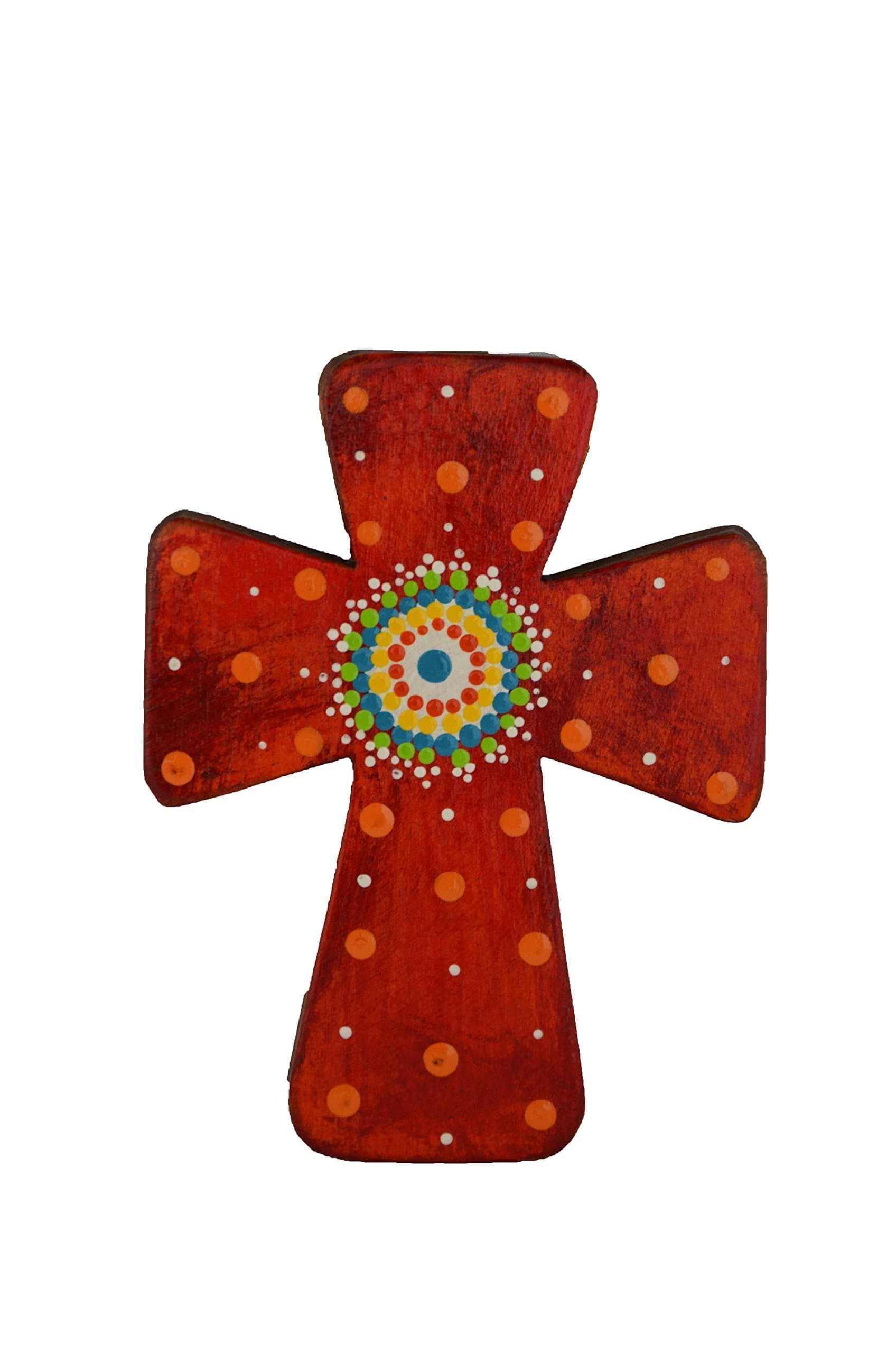 Costa Rican hand painted wall cross (Small - Red)