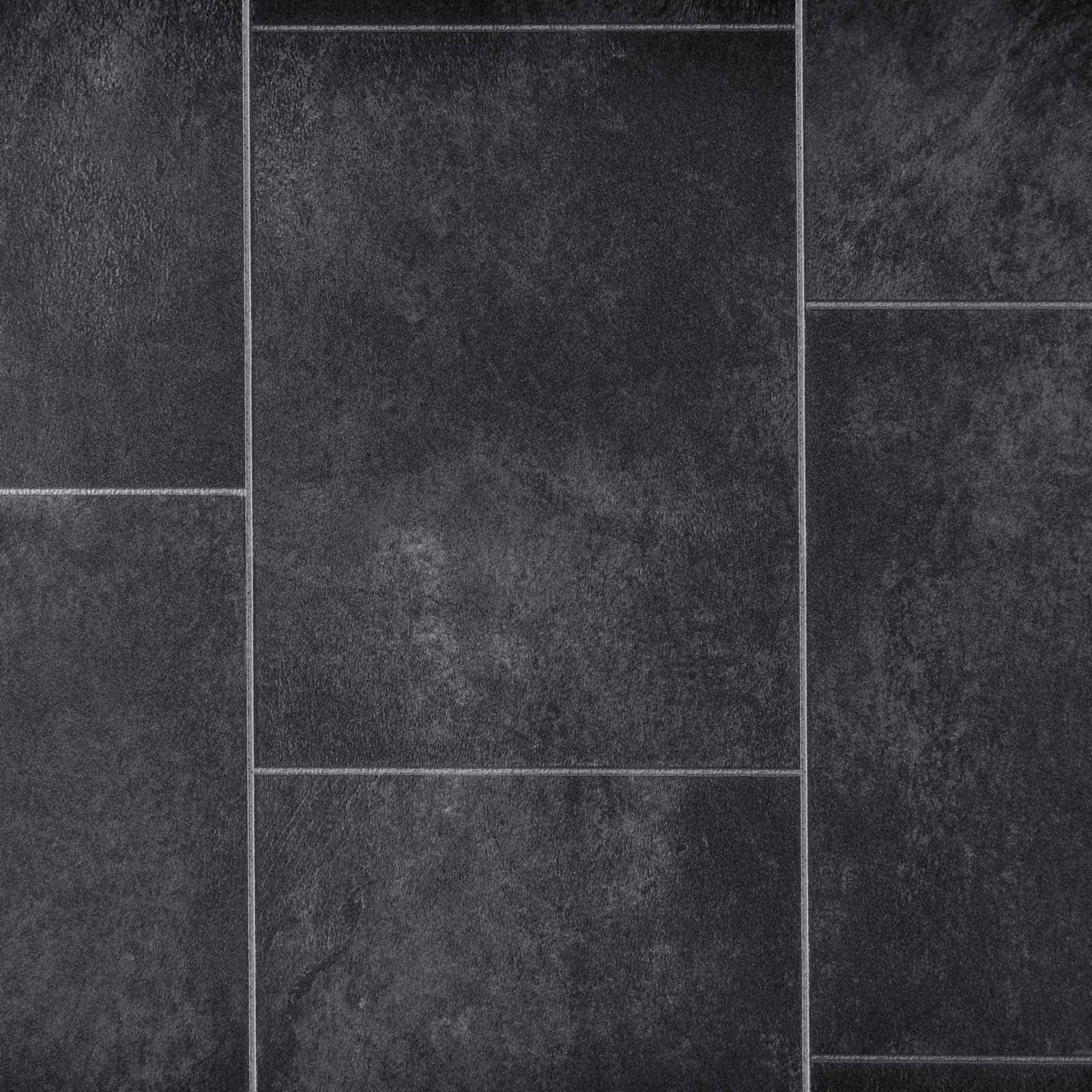 247Floors Stone Tile Effect Flash Vinyl Flooring 2.3mm Realistic Foam Backed Lino Slip Resistant (2m x 3m / 6ft 6" x 9ft 10", Dark Stone Tiles)