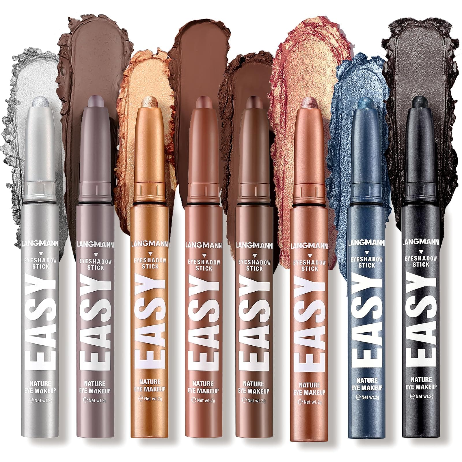 – LANGMANNI Eyeshadow Stick, 6 PCS Multi-Color Eyeshadow Pen Set, Creamy Long-Lasting Eye Makeup Kit, Natural & Shimmer Shades Contour Stick, Perfect Gifts For Women (#F-8 Colors)