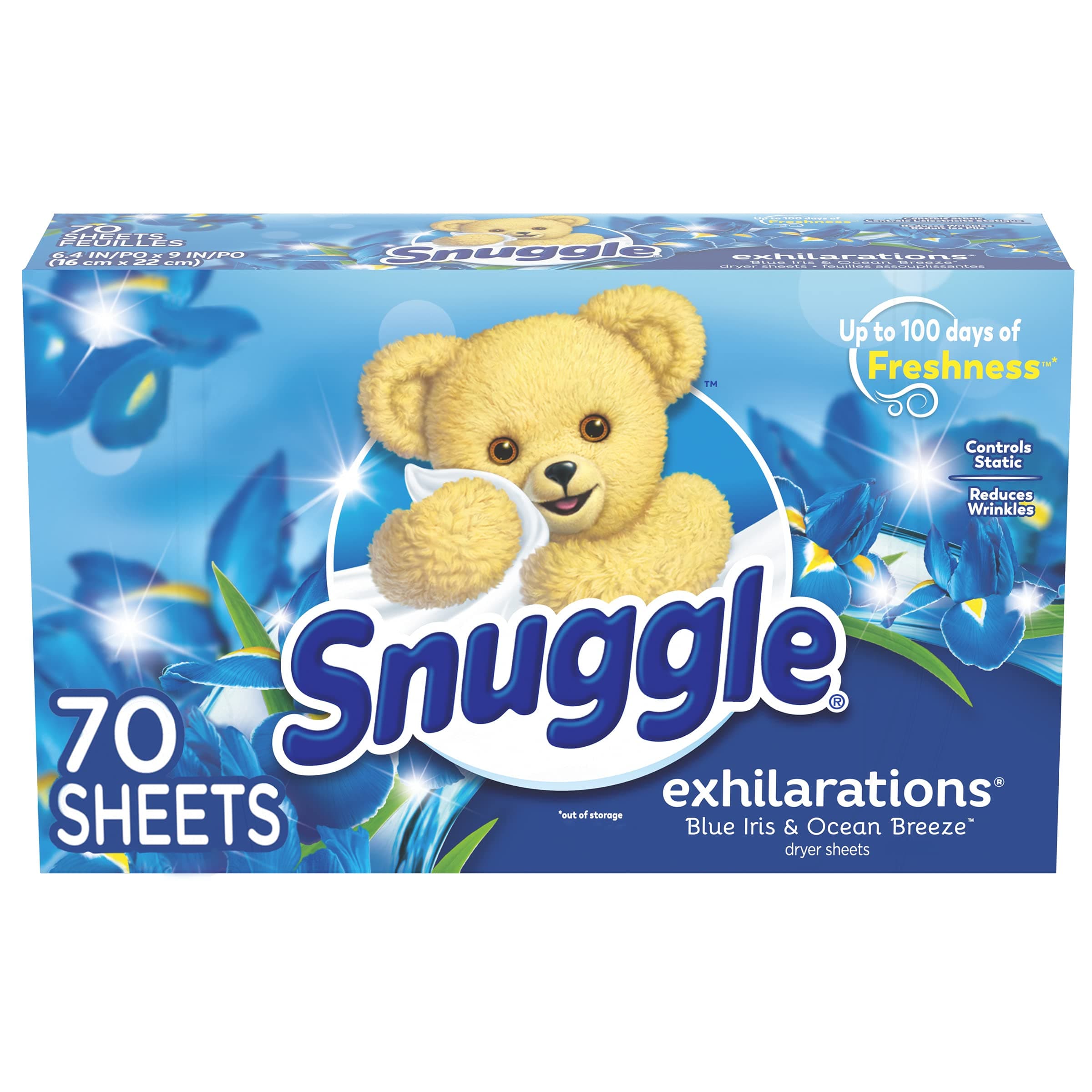 Snuggle Fabric Softener Dryer Sheets, Blue Iris & Ocean Breeze, 70 Count