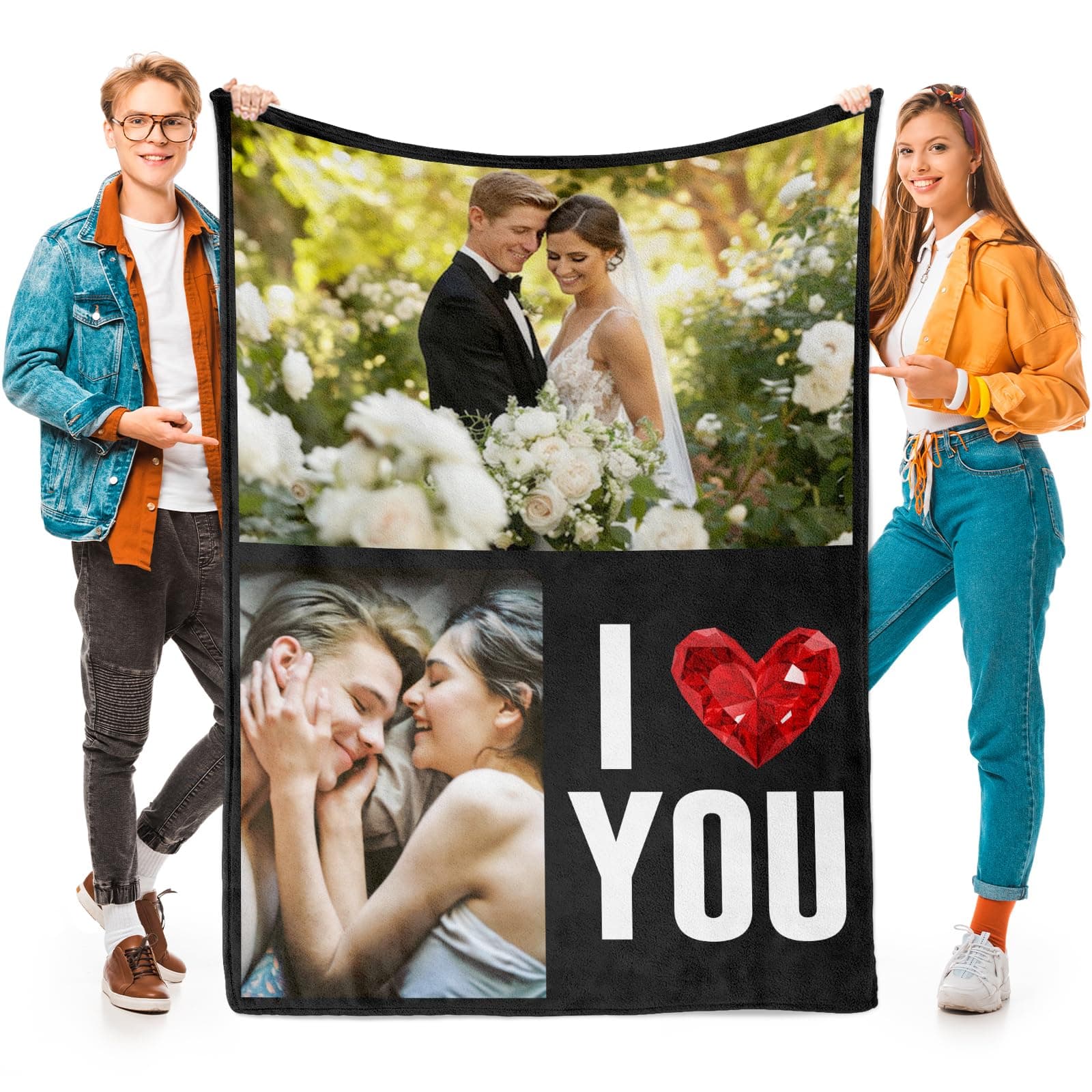 Custom Blanket with Photos, Personalized Photo Blankets Using My Own Photos, Customized Blankets with Pictures, Personalized Gifts for Women Men Baby Child