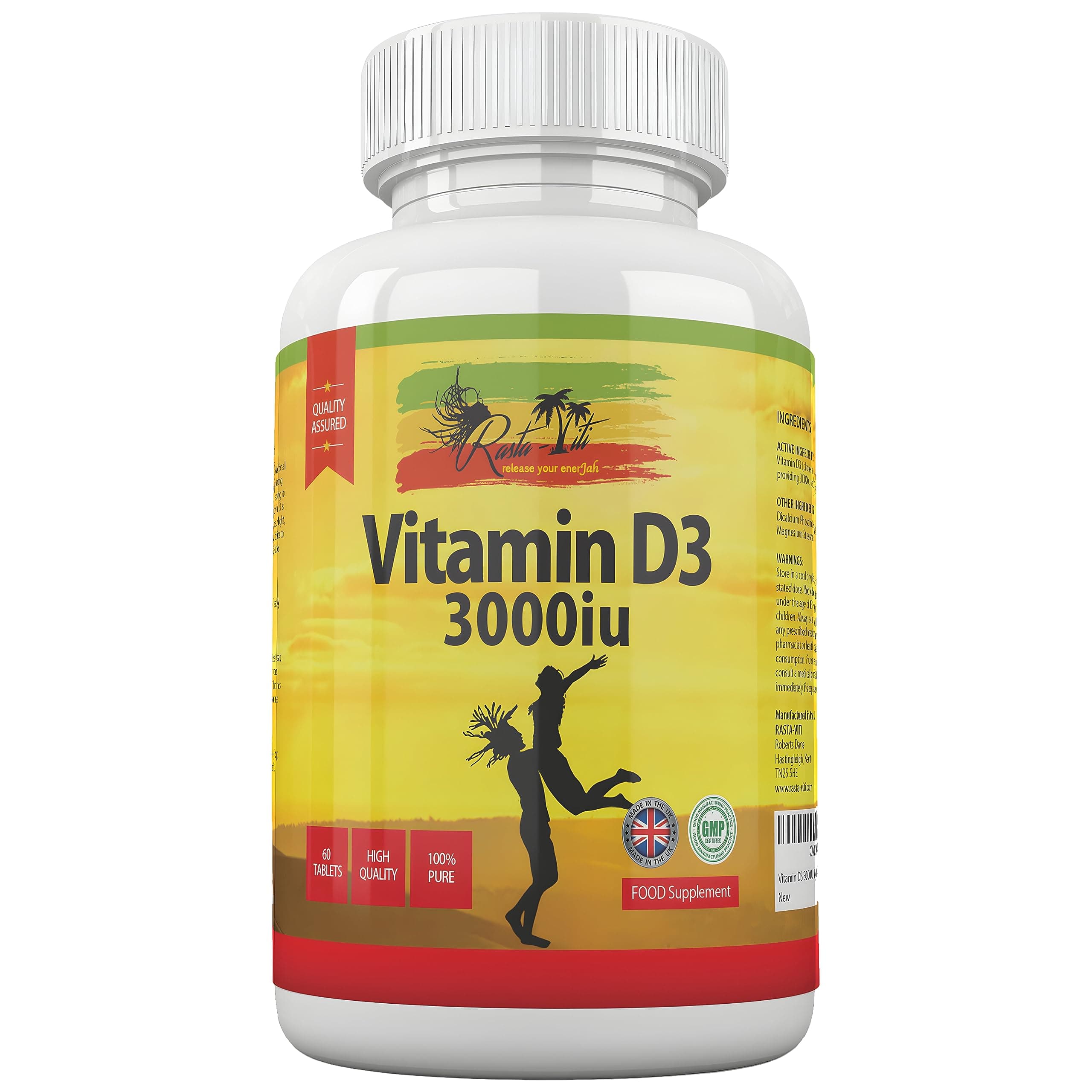 Vitamin D Tablets - High Strength Vitamin D - 3000IU D3 Vitamins for Adults - Sunshine Vitamin D3 Pills - UK Made