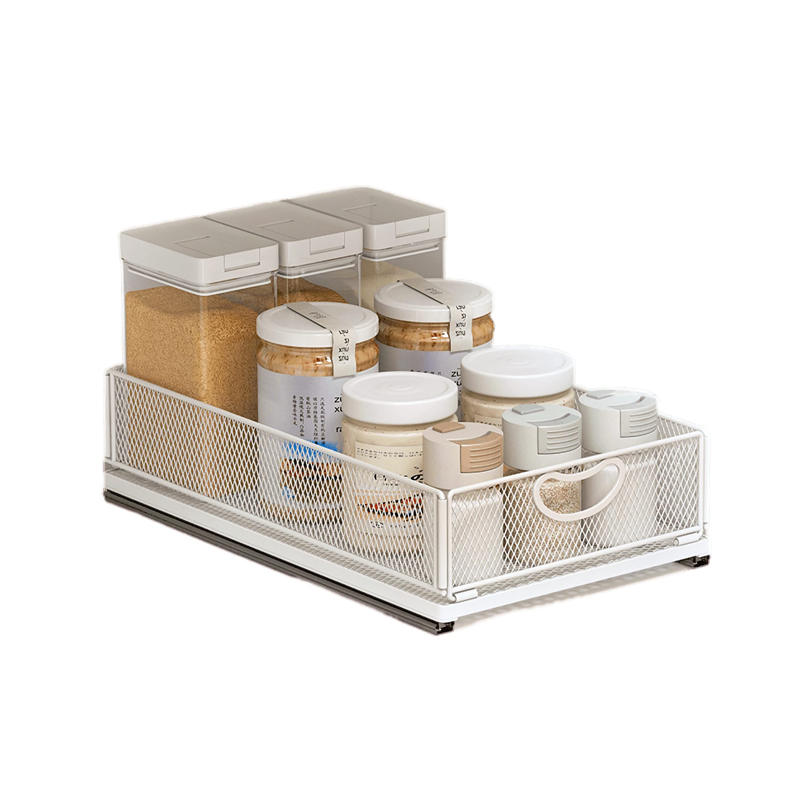 Sliding Shelf for Kitchen Cabinet, Storage Organizer, Kitchen Organizer Bathroom Organizer Sliding Basket, Spice Rack, Cabinet Organizer, Pull Out Storage for Kitchen Bathroom Cabinet or Pantry