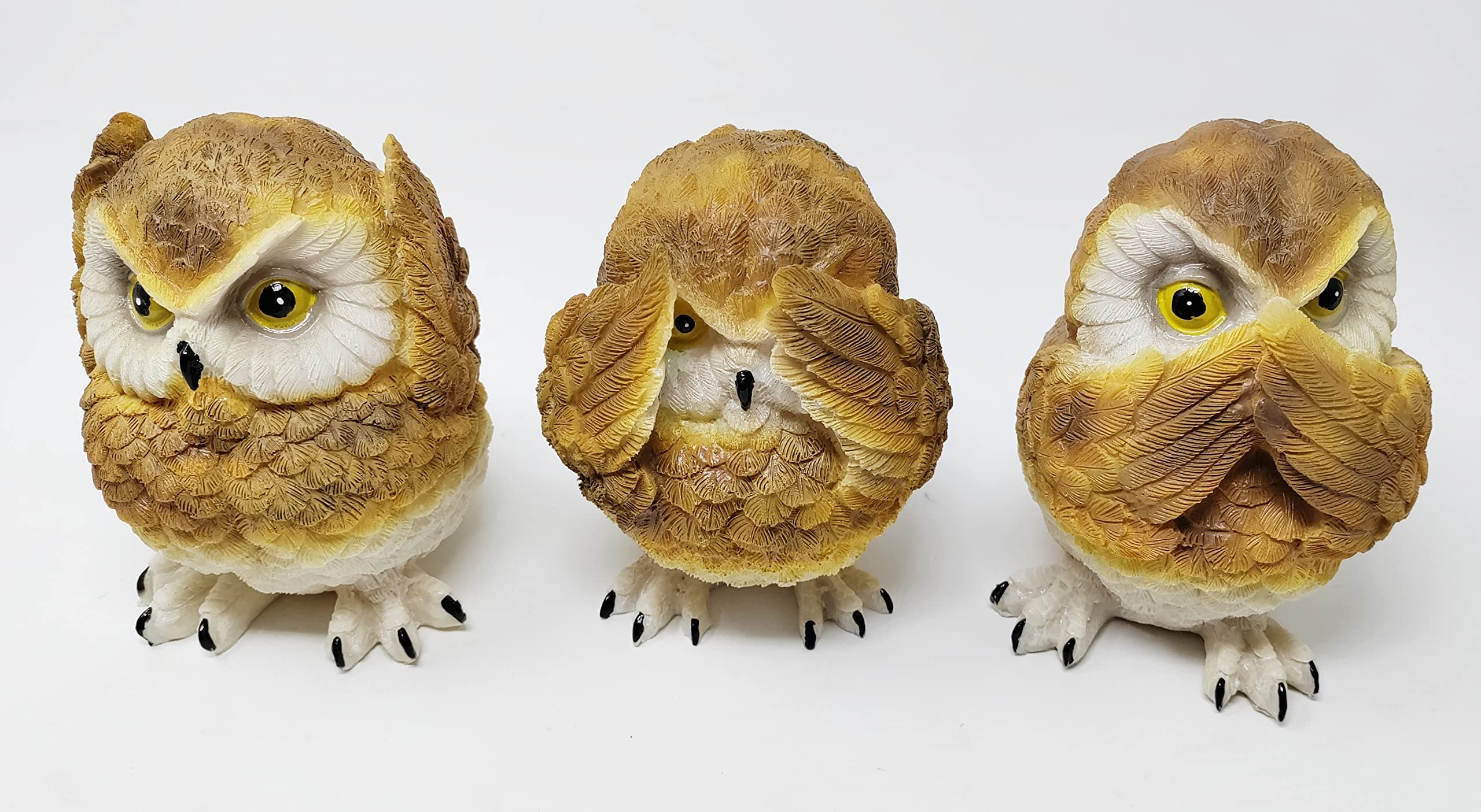 JRose CollectionsWise Owls Hear No Evil, See No Evil, Speak No Evil Resin Ornament JR- Perfect Owl Gifts for Women, Barn Owl Garden Ornaments, Owl Figurine Decor for the Home. JR1801