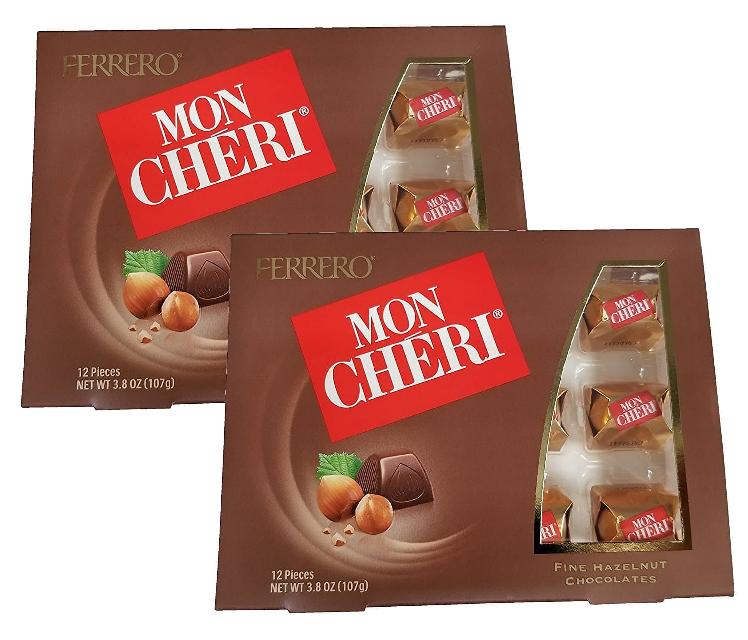 Ferrero Mon Cheri Hazelnut Chocolates 12 pieces (2 Packs)