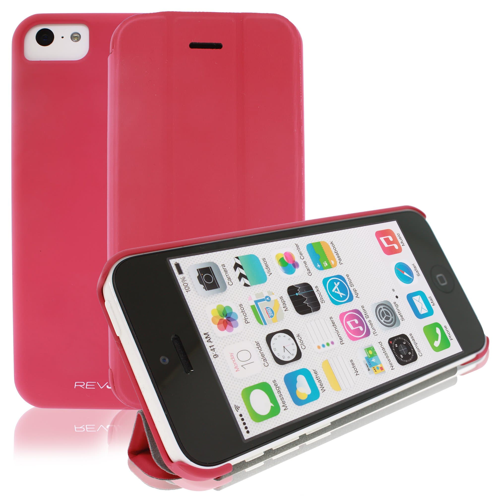 RevJams FlipBack Smart Case/Cover with Stand for iPhone 5 (Hot Pink, Iphone 5C)