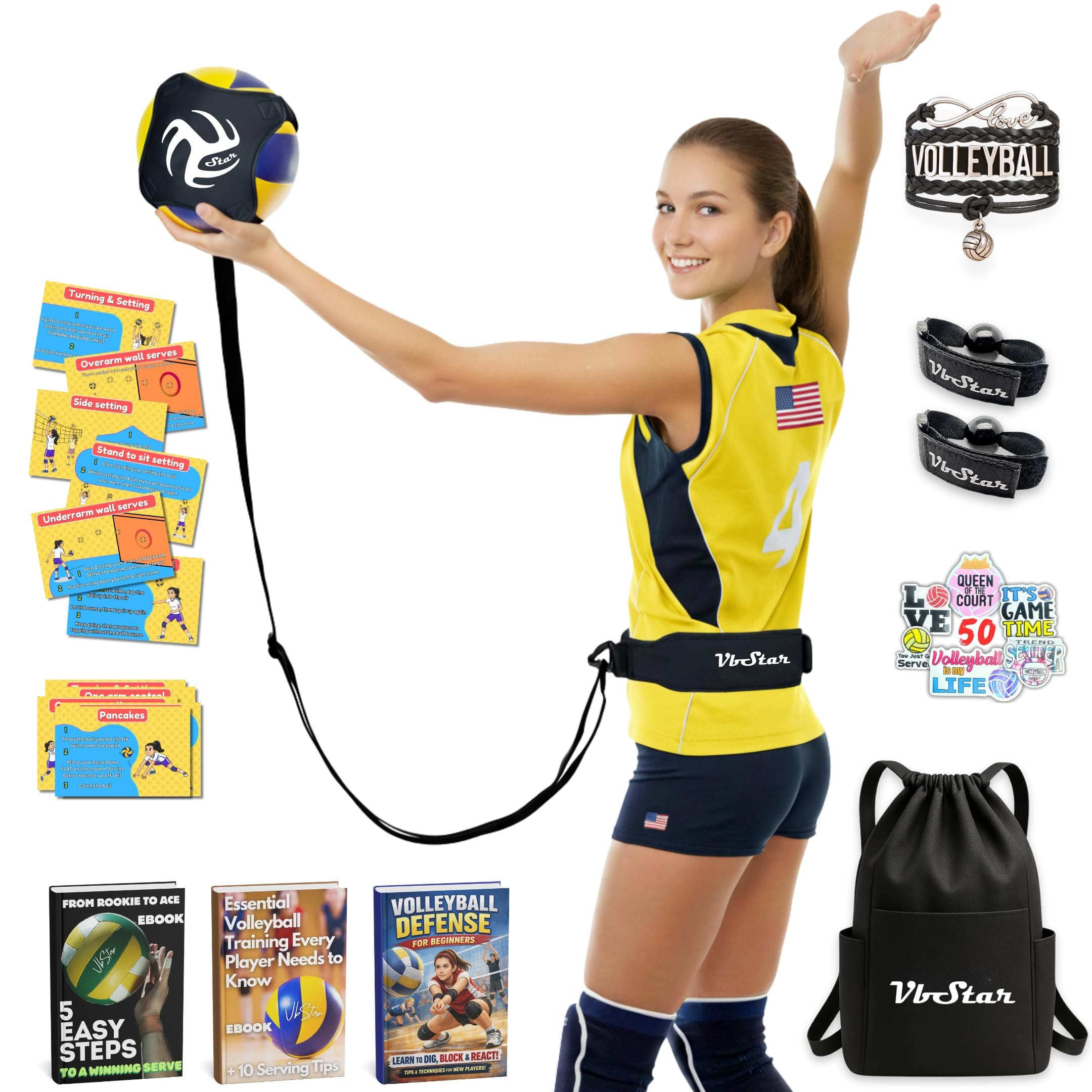 Volleyball Training Equipment Aid - Practice Your Serving, Setting & Spiking with Ease, Great Solo Serve & Spike Trainer for Beginners & Pro, Perfect Volleyball Gift