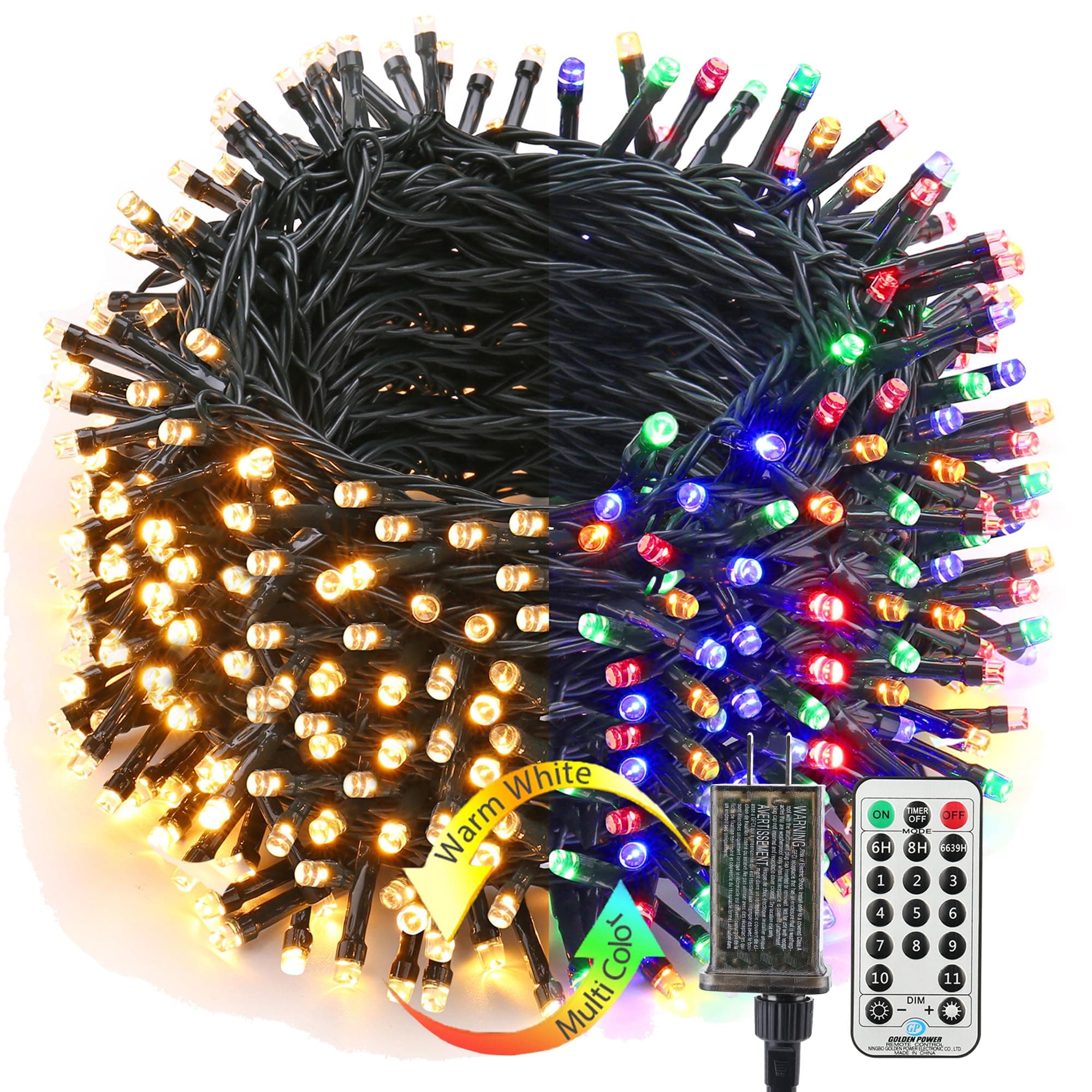 Brizled Christmas String Lights, 279ft 800 LED Color Changing Christmas Lights with Remote, 11 Modes Christmas Tree Lights Warm White & Multicolor Green Wire Xmas Lights Outdoor for Xmas Party Home