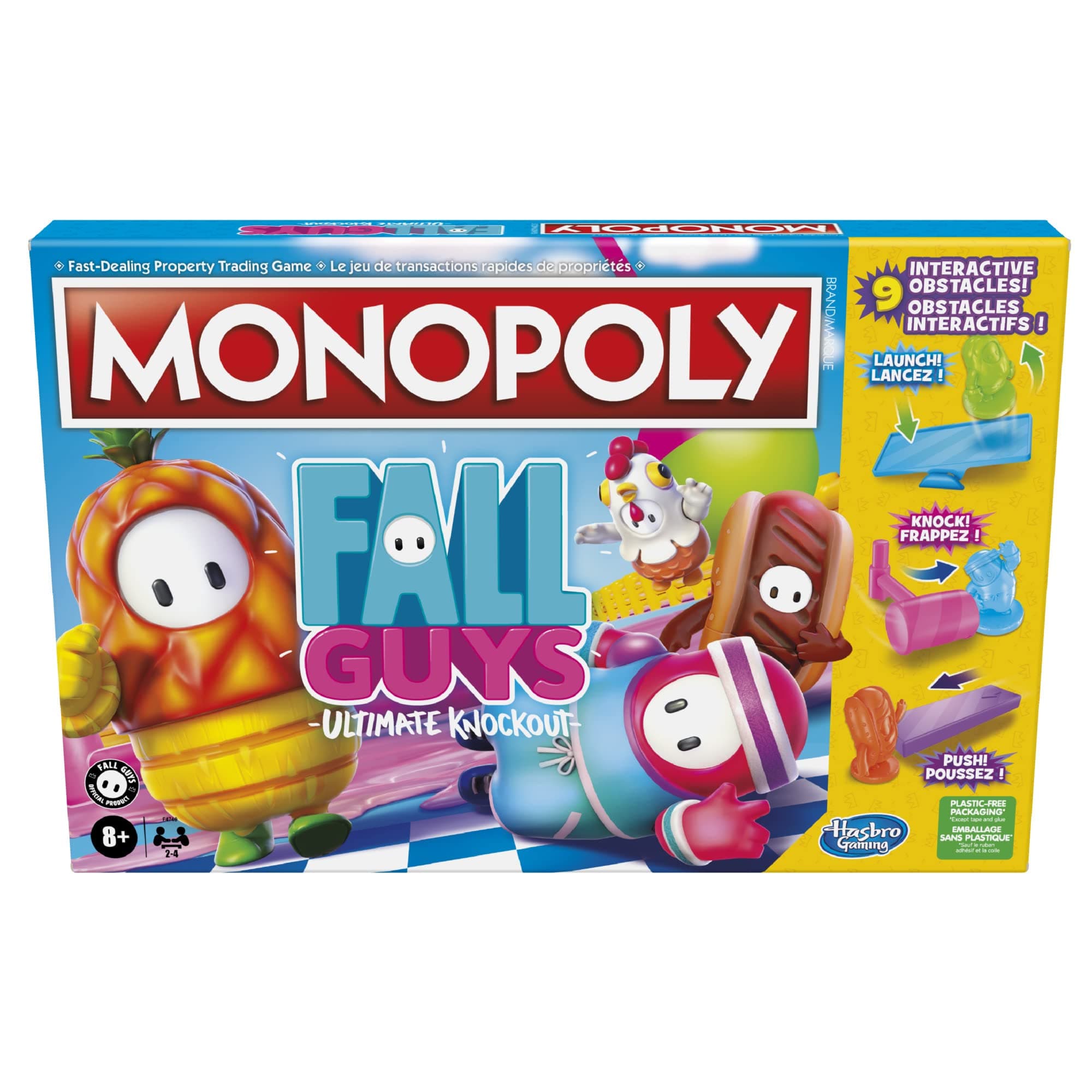 Monopoly Fall Guys Ultimate Knockout Edition Board Game for Players Ages 8 and Up, Dodge Interactive Obstacles, Includes Knockout Die, F4749