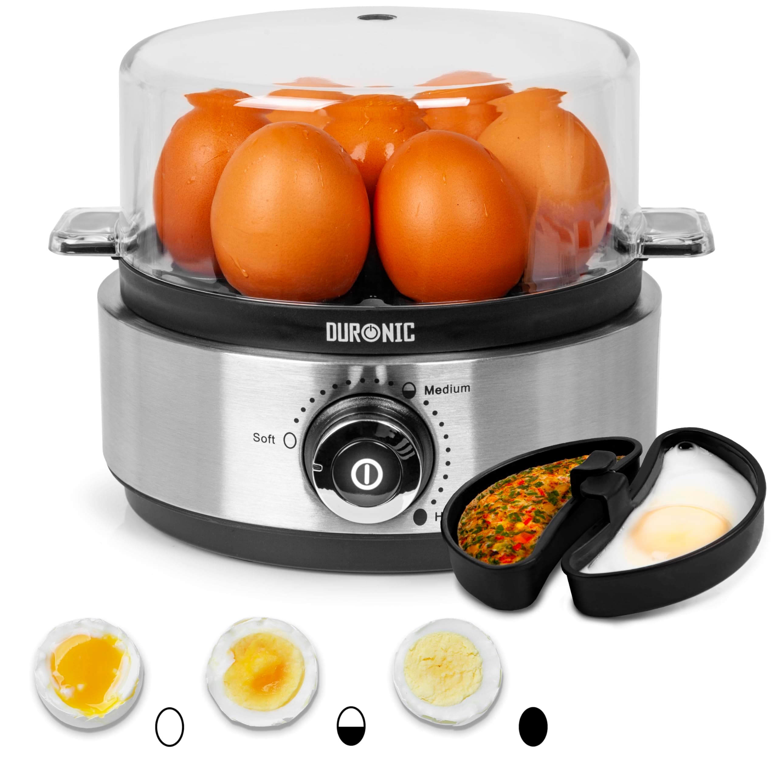 Electric Egg Boiler EB40 BK, Steamer for Eggs, Egg Cooking Machine, Automatic Egg Boiler Electronic Egg Poacher Machine for 7 Soft, Medium & Hard Boiled Eggs
