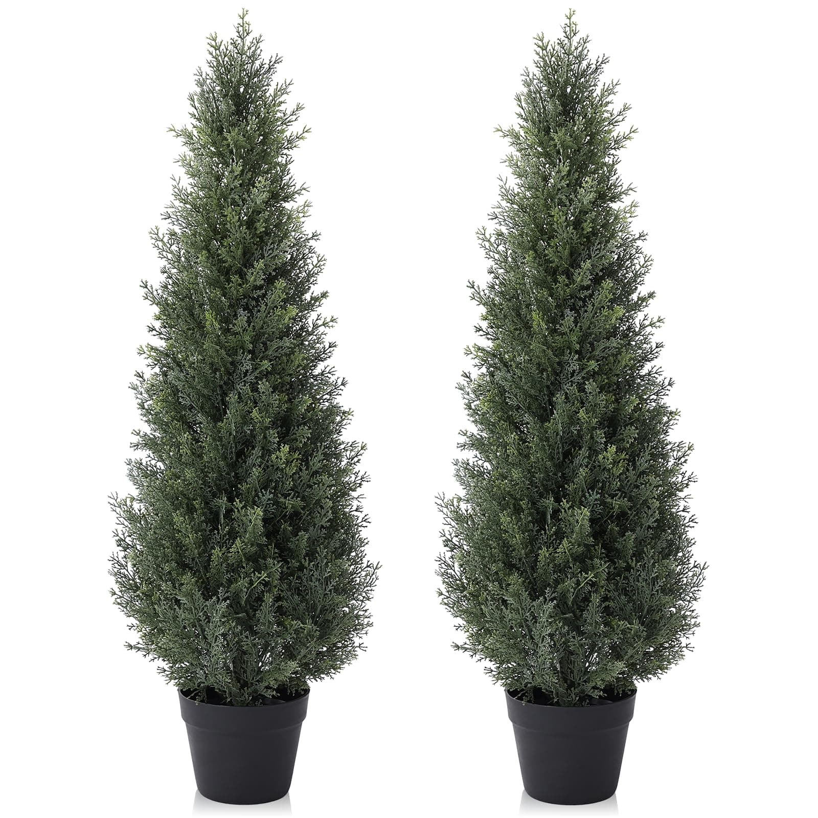 3FT Artificial Cedar Topiary Trees for Outdoors Potted Fake Cypress Trees Faux Evergreen Plants for Home Porch Decor Set of 2