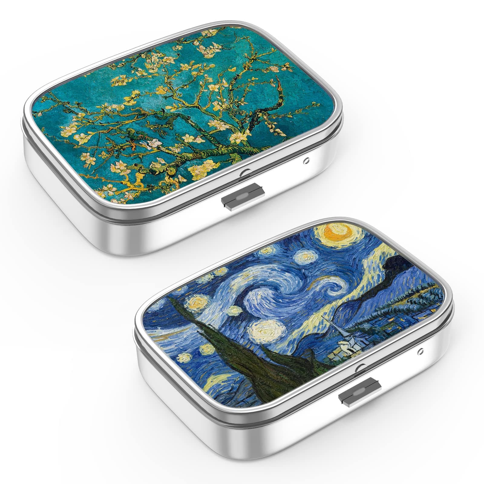 Pill Box 2 Compartment Small Pill Case,Portable for Pocket or Purse Pill Organizer Pill Container Holder to Hold Vitamins, Medication, Fish Oil and Supplements(2PCS)