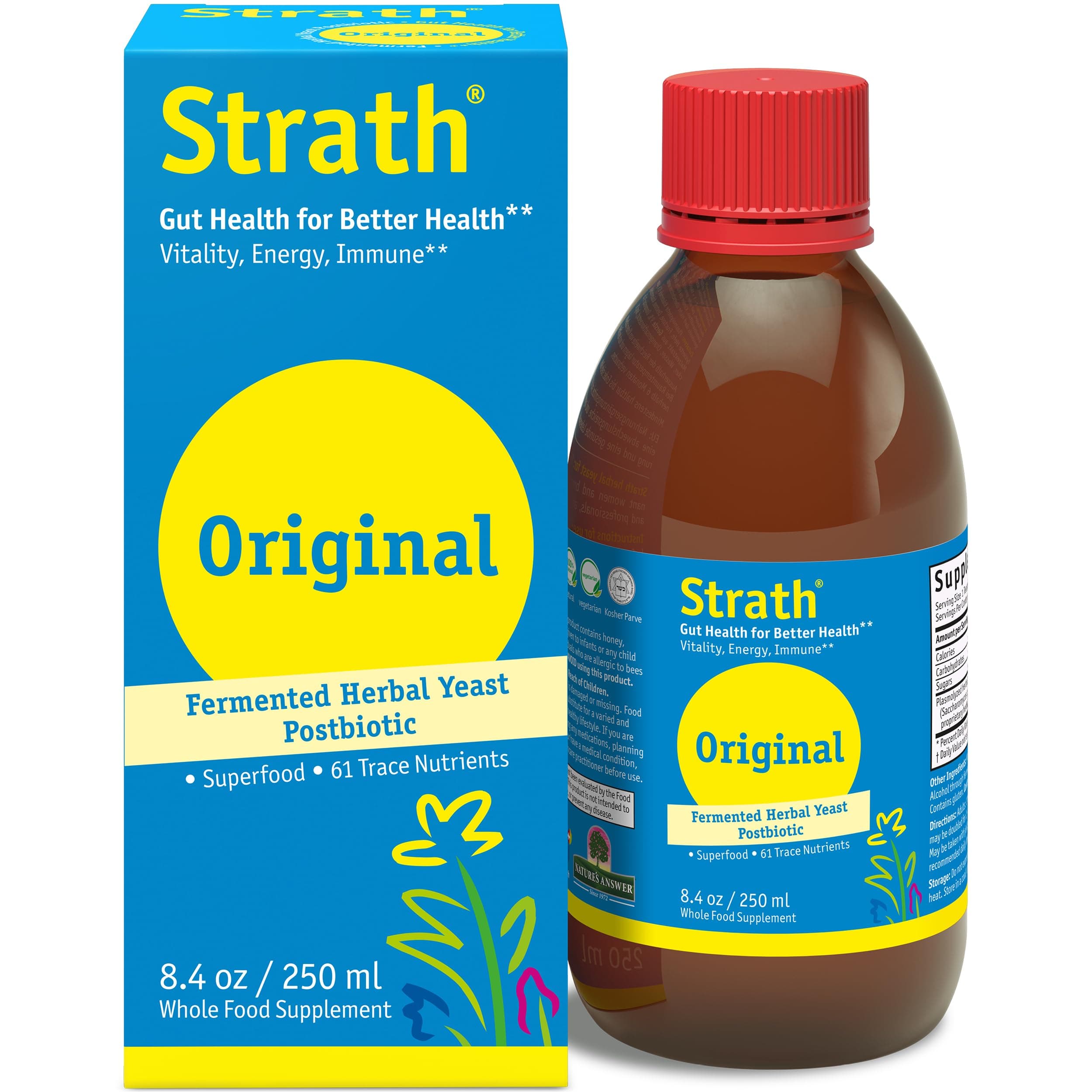 - Strath Fermented Herbal Yeast Postbiotic - (8.4 Fl oz) Daily Nutritional Food Supplement Liquid | Supports Metabolism | Vegetarian | Lactose-Free | No Artificial Additives