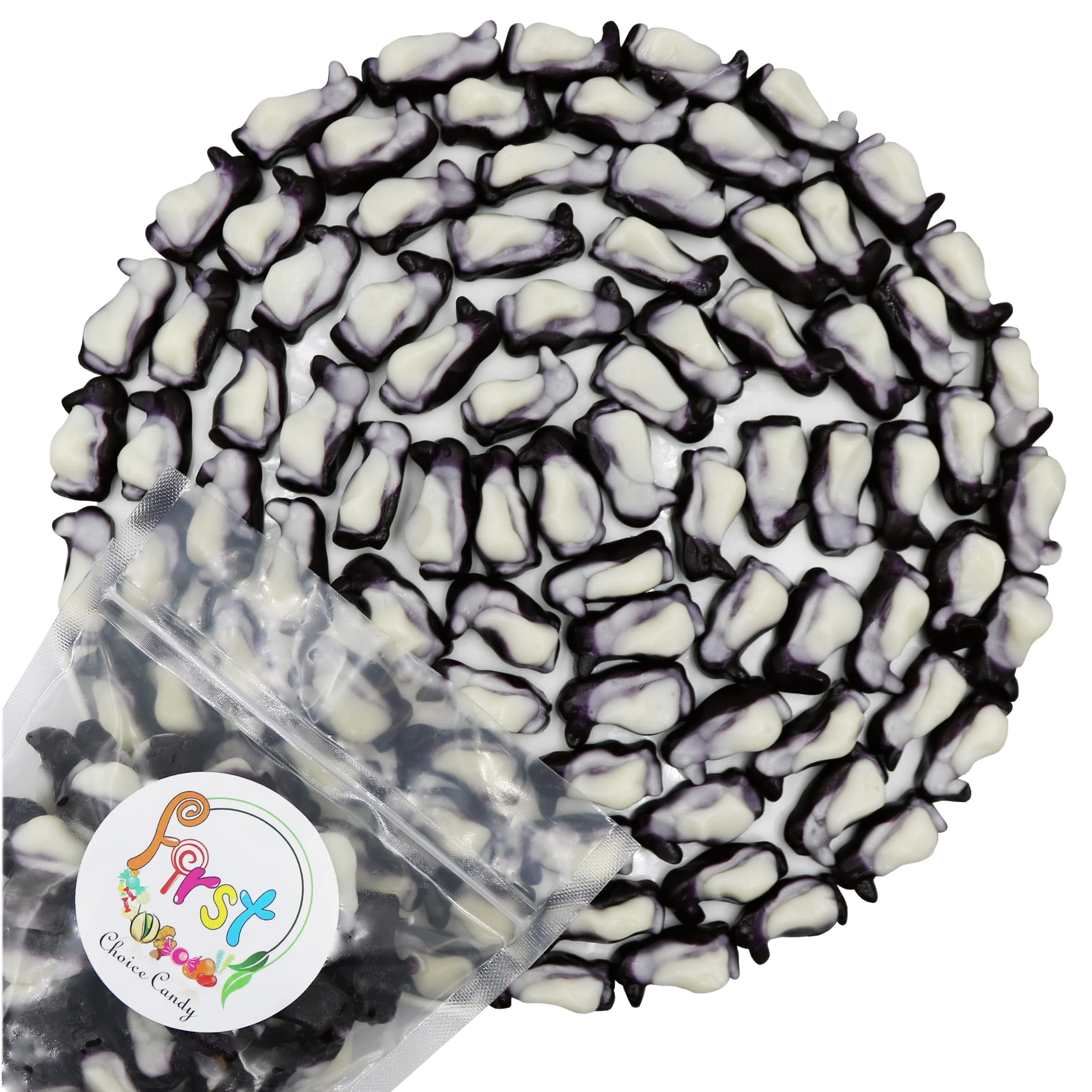 FirstChoiceCandy Gummy Penguins (Black & White Peach, 2 Pound)