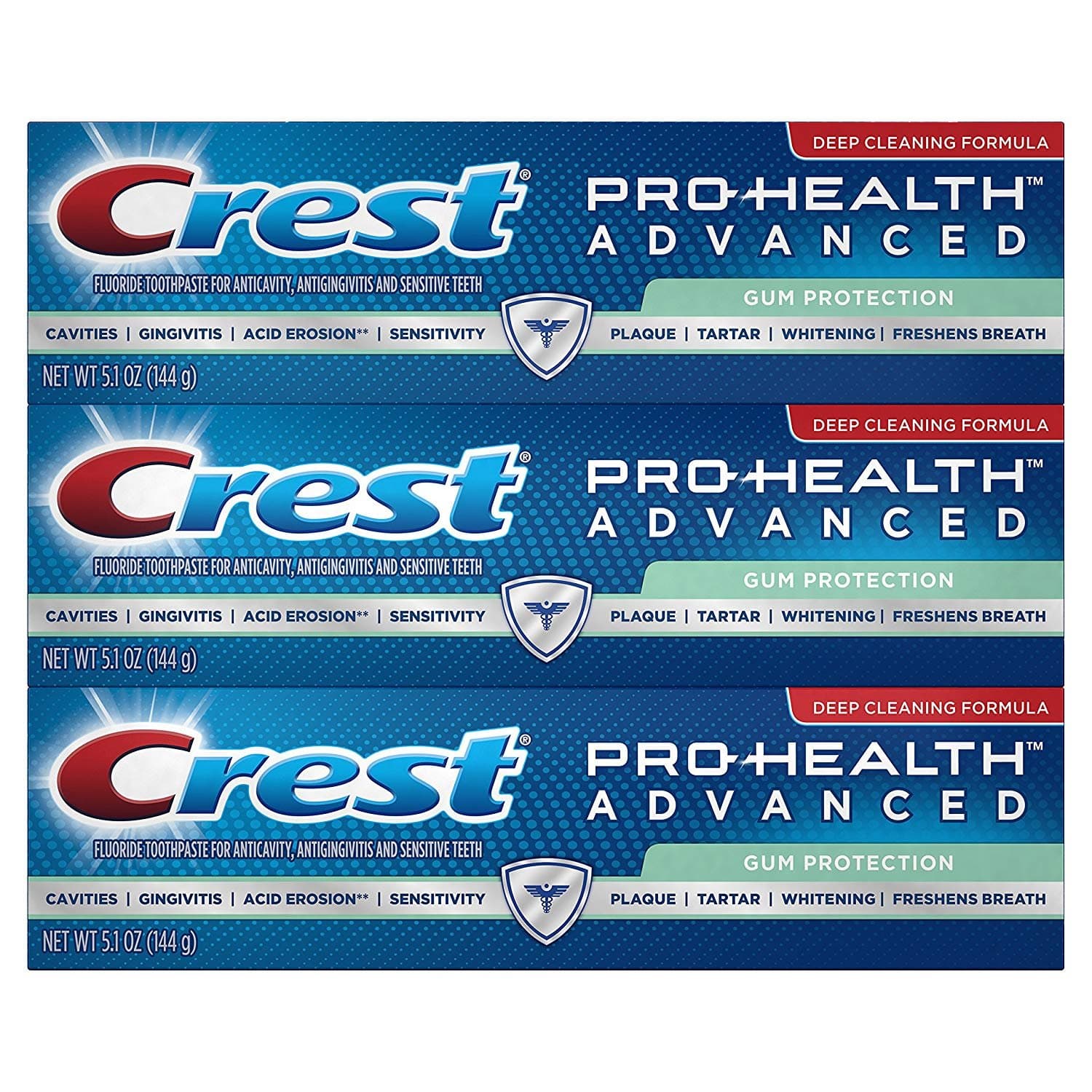 CrestPro-Health Advanced Gum Protection Toothpaste 5.1 oz, Pack of 3 (Cap May Vary)