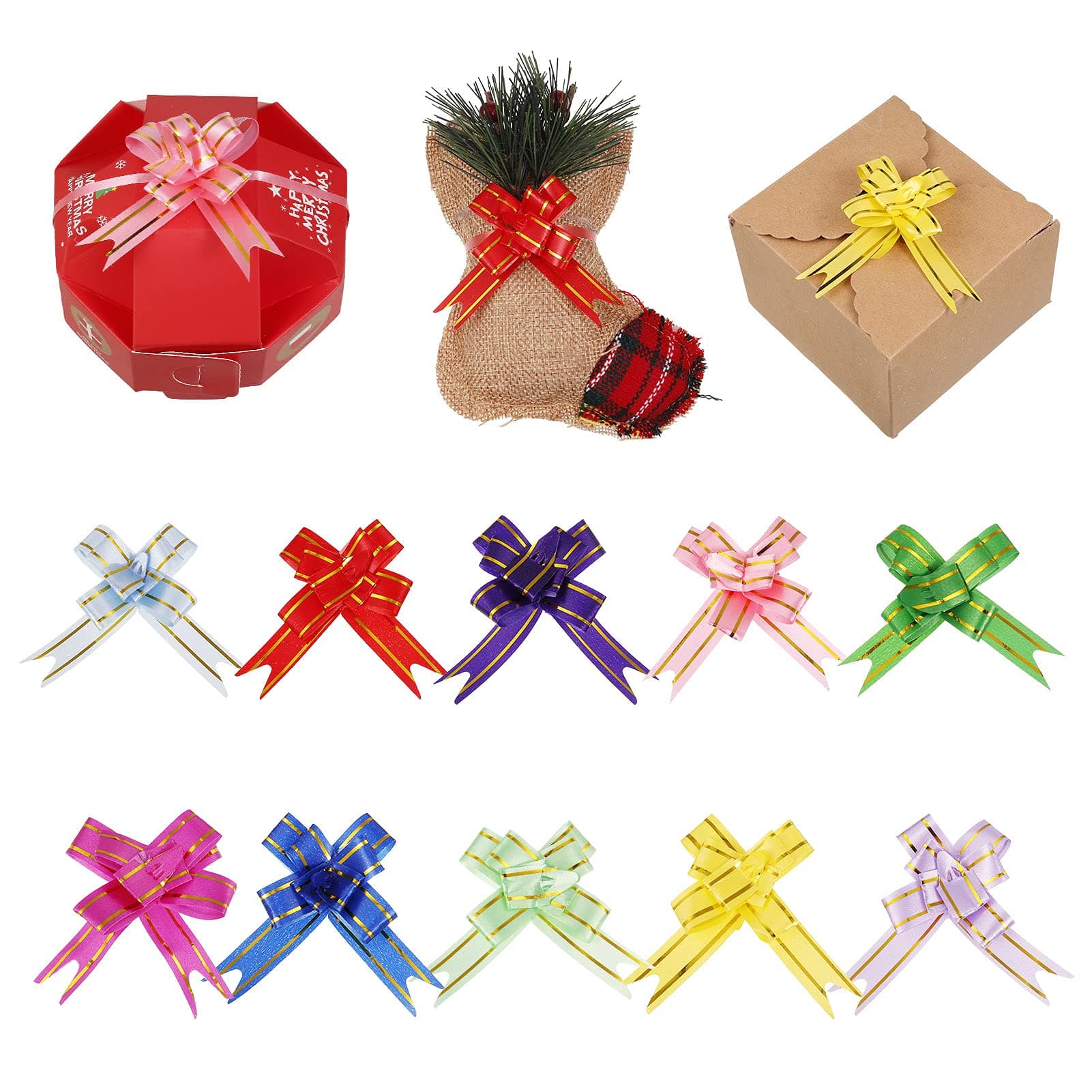 Popuppe 100 Pcs Pull Bows,Decorative Ribbon Bows for Wedding Birthday Valentine's Present