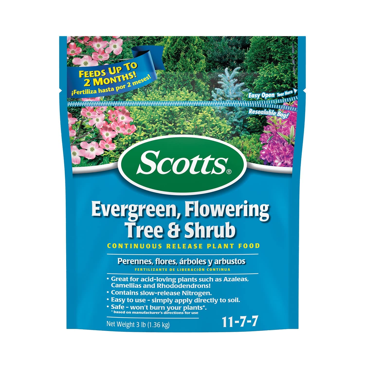 Scotts Continuous Release Evergreen Flowering Tree and Shrub Fertilizer, 3-Pound