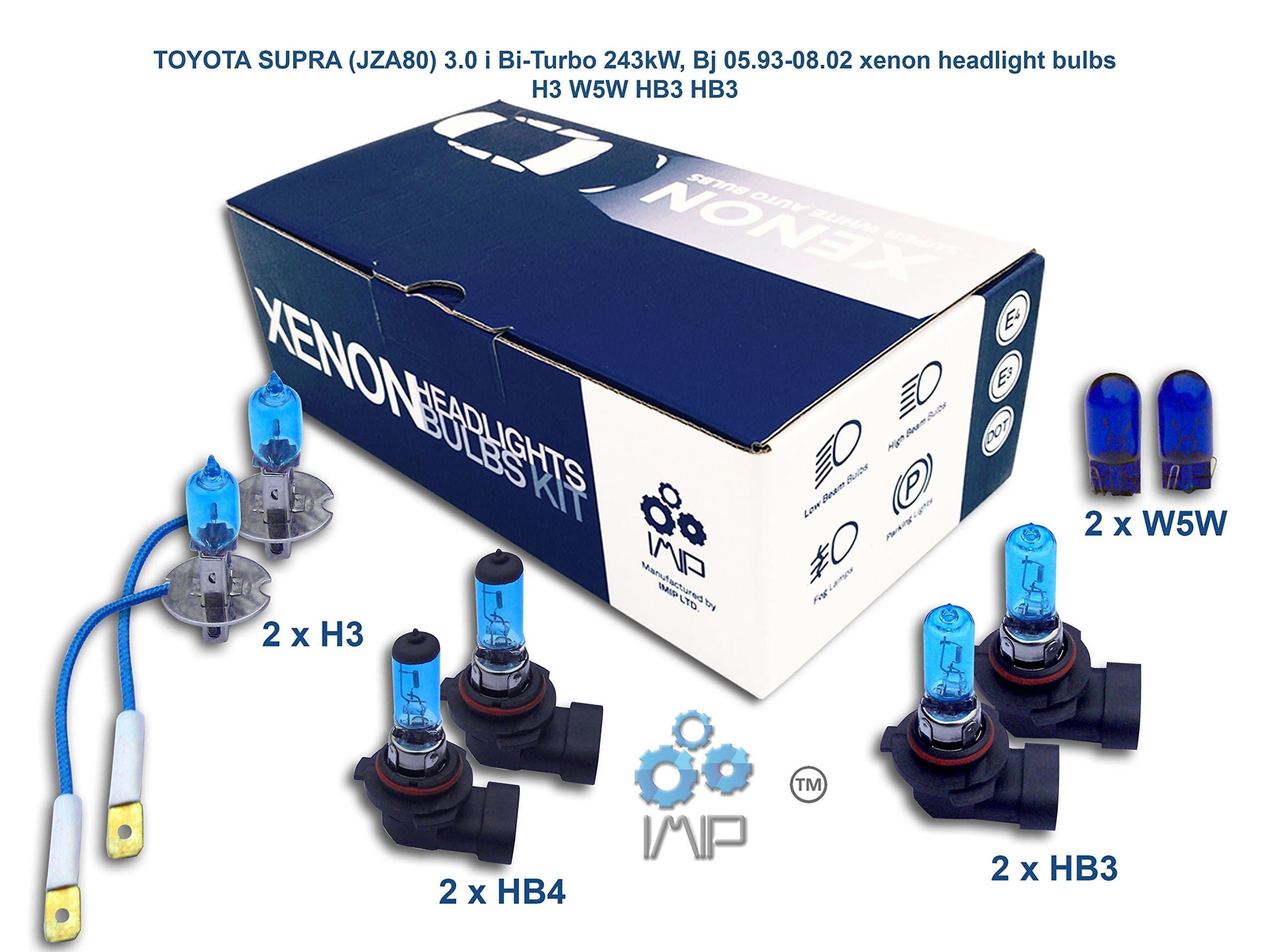 Genius Autoparts Bright Xenon Headlight Bulbs | Easy DIY Headlight Replacement Bulbs Kit, Pairs H3 HB3 HB3 | High and Low Beam Headlights | Fog Lights Plus Free Side Light Bulbs W5W,(Pack of 3+1)