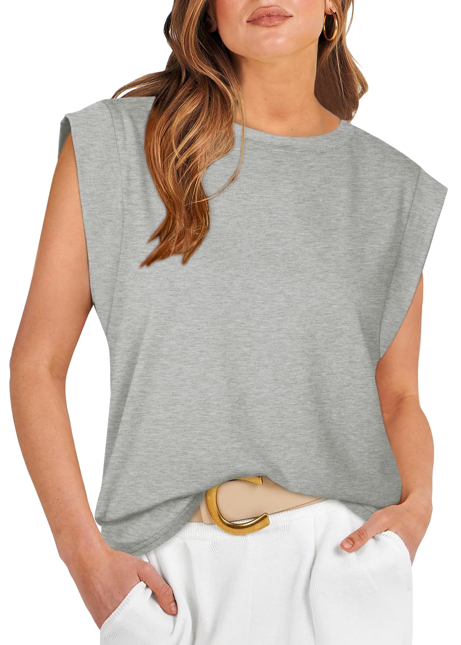 WIHOLL Cap Sleeve Tops for Women Summer Top Basic Tee Shirts Business Casual Tank Loose Fit 2026 Fashion