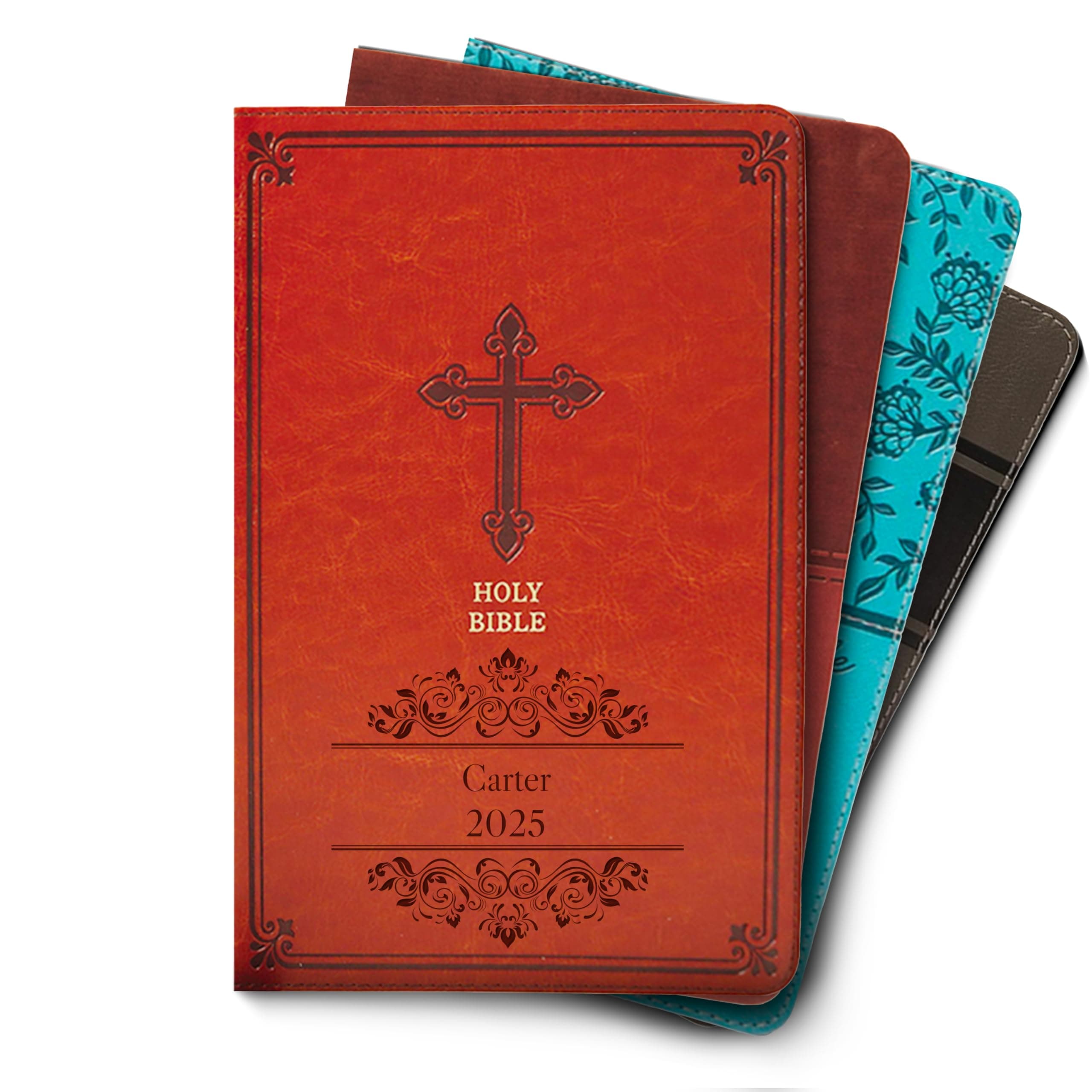 Hope Harbor Personalized Gift Bible with Custom Name Engraved, KJV, Chestnut, Thinline, King James Version, Red Letter Edition, Comfort Print, Faux Leather