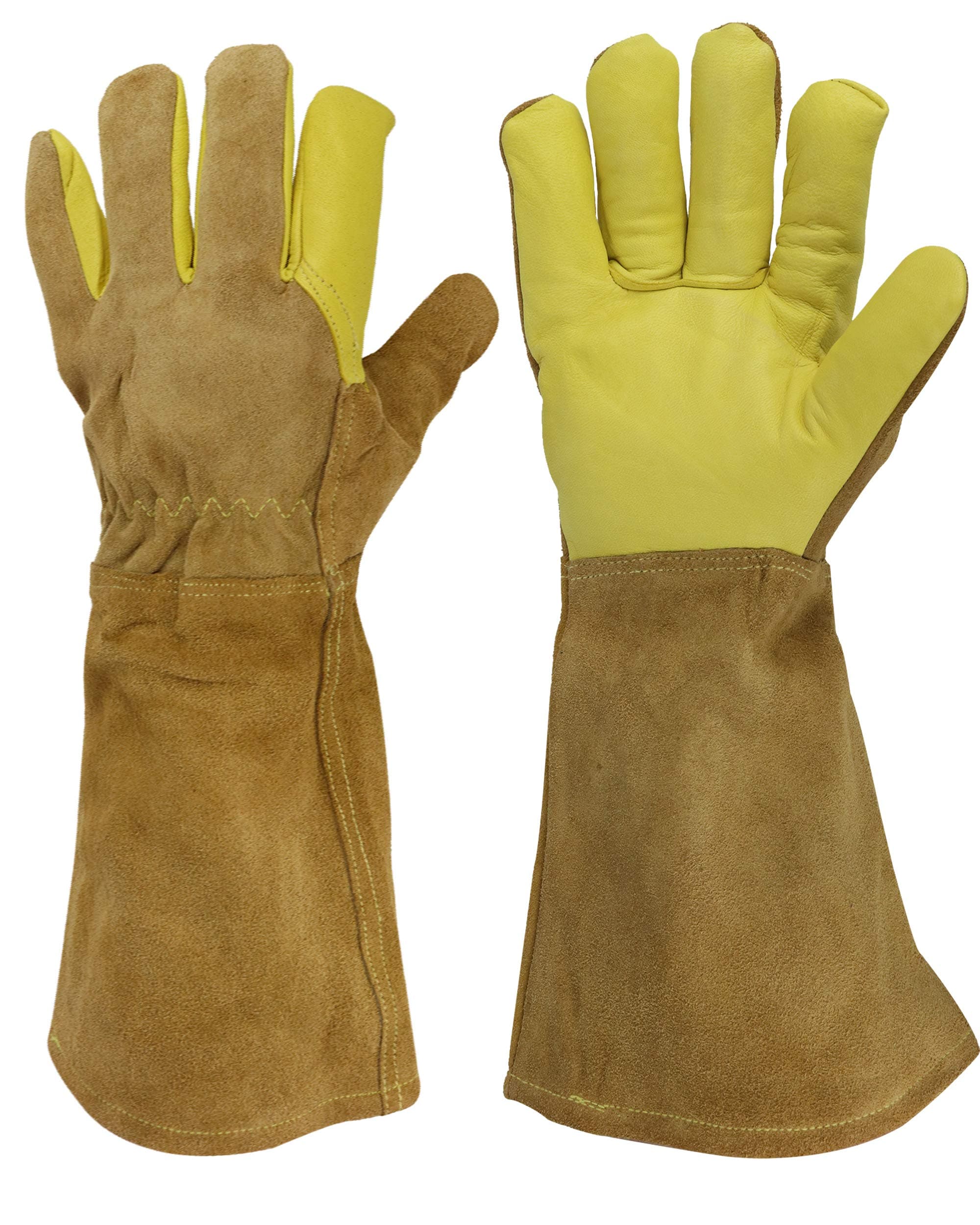 GoBold Heavy-duty Leather Gloves–Multi-use Hand & Arm Protection for Welding, Animal Handling, BBQ, Gardening & More–Heat, Scratch, Bite & Abrasion Resistant–Cotton & Canvas Lined–Storage Bag Included