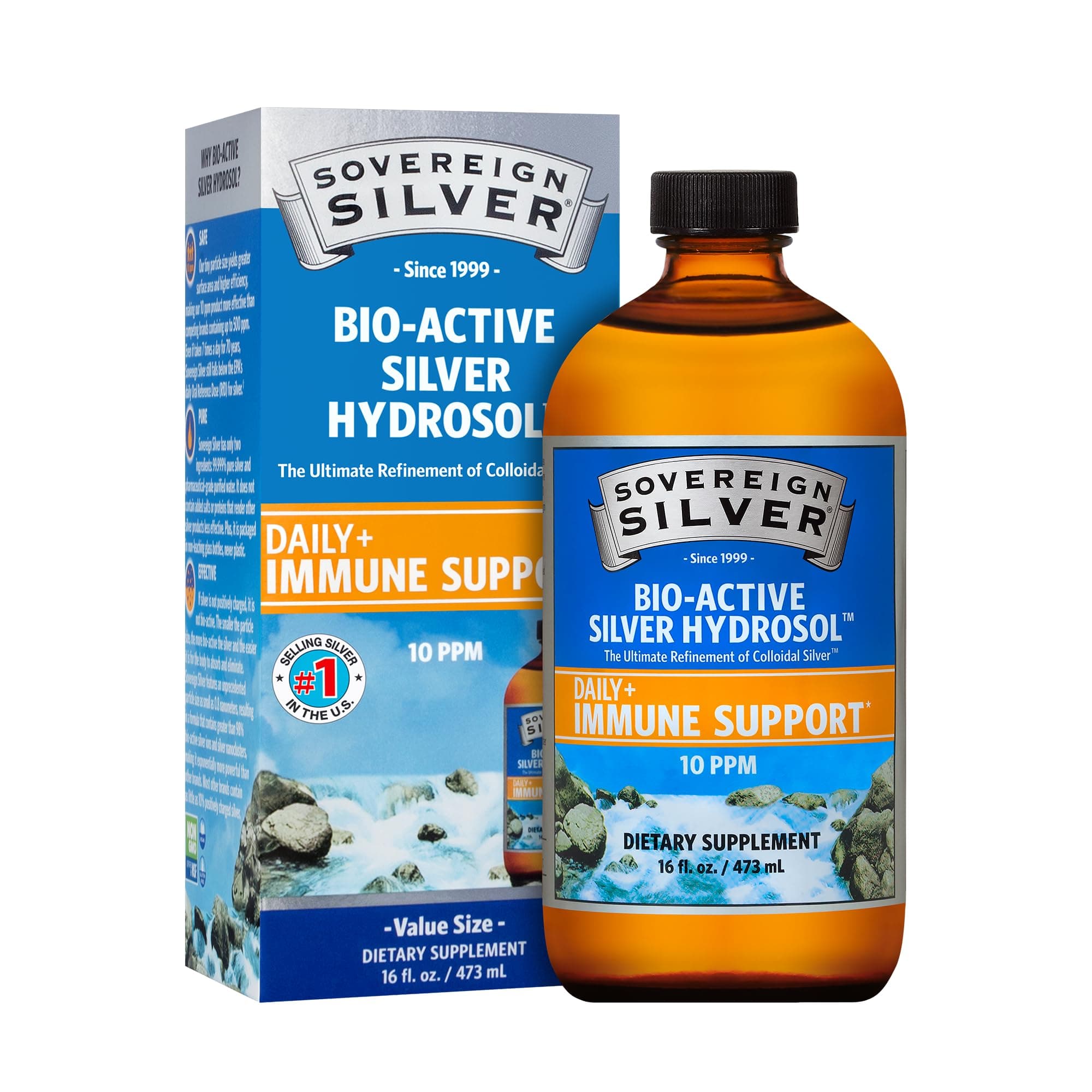 Sovereign Economy Size Bio-Active Silver Hydrosol for Immune Support , 10 Ppm, 16 oz (473ml)