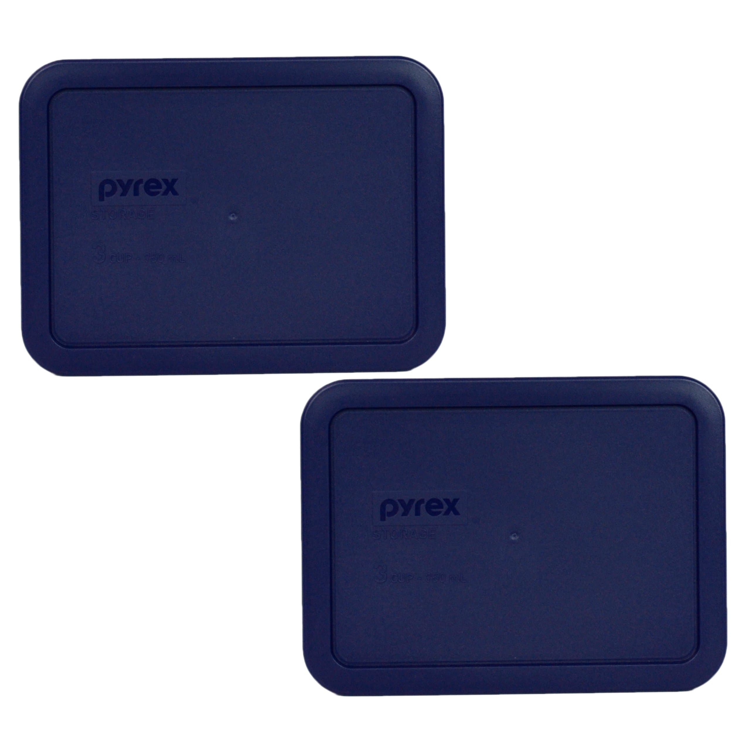 Pyrex 7210-PC 3-Cup Blue Food Storage Replacement Lid (2-Pack) - Made in the USA