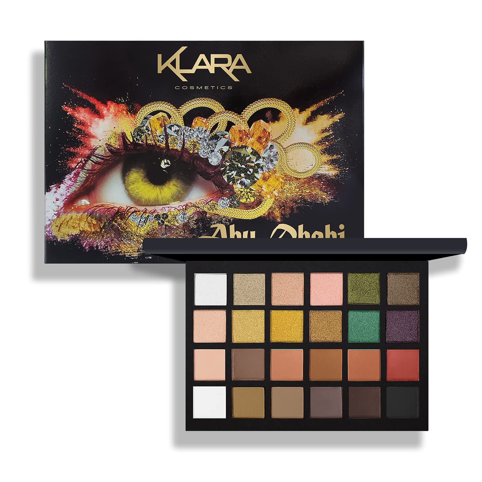 Klara Cosmetics 24 Eyeshadow Palette - Eye Makeup Palette with Matte, Shimmer and Metallic Finishes - Face Makeup Palette - Abu Dhabi - 2.5 oz