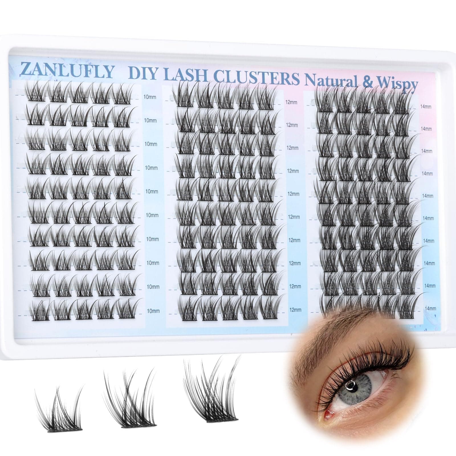 Lash Clusters Wispy Eyelash Clusters Natural C-Curly Cluster Lashes zanlufly Wispy Individual Lashes 150Pcs Eyelash Extension 10 12 14MM DIY Lash Extensional Lash Clusters