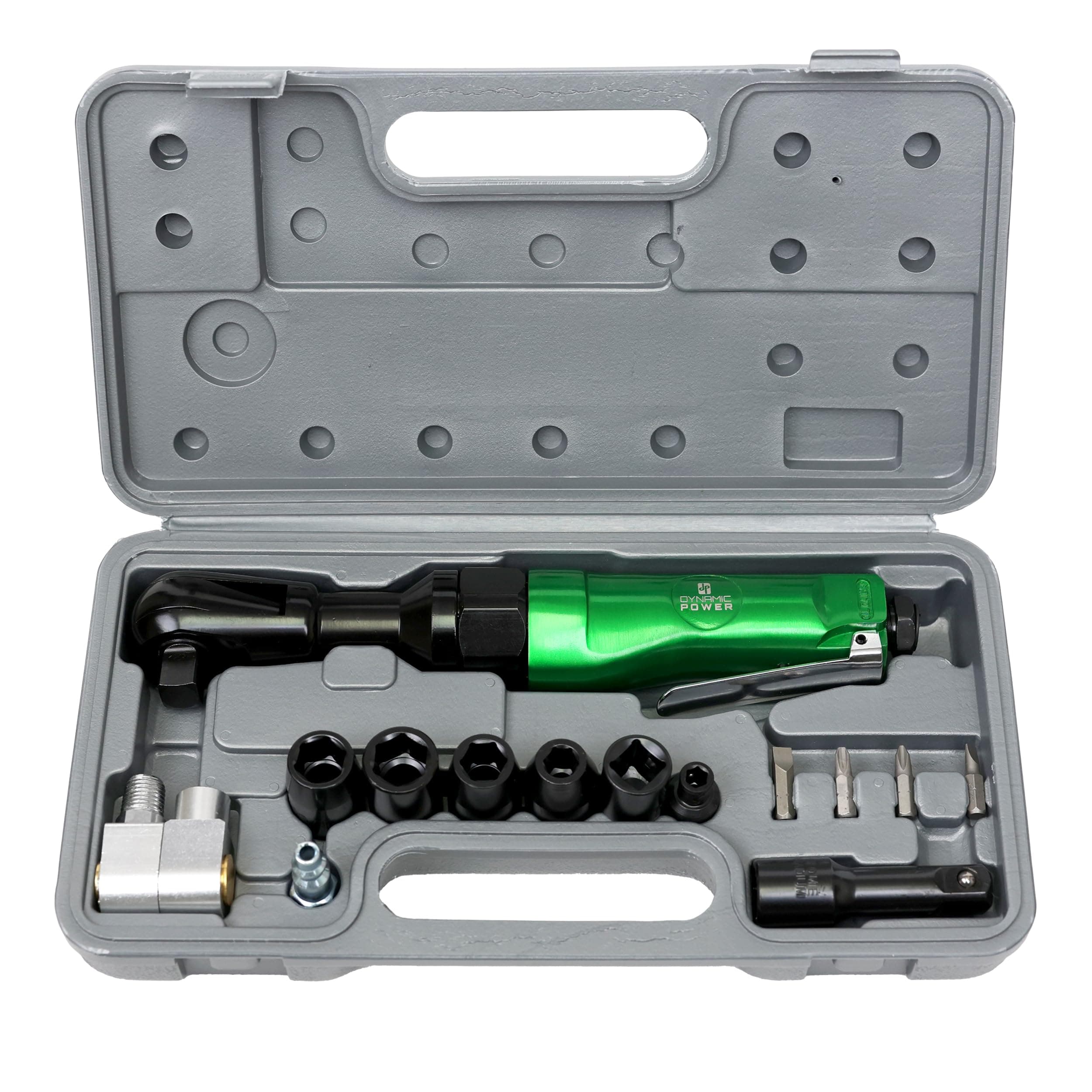Professional 1/2" AIR RACHET WRENCH KIT + 4 pcs 1/2" Dr., Impact Socket(11, 12, 13, 14mm),etc - DP320024K
