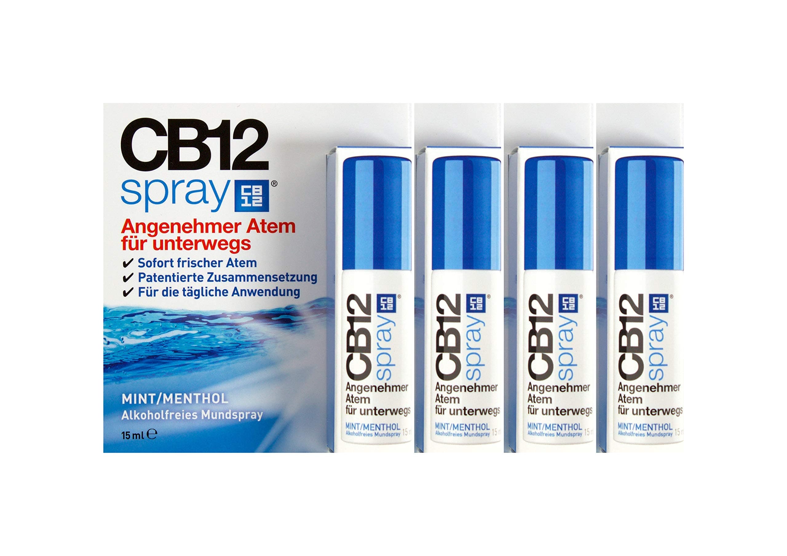 CB12 Mouth Spray Instant - Refreshing Oral Care Solution, 15ml (Pack of 4)