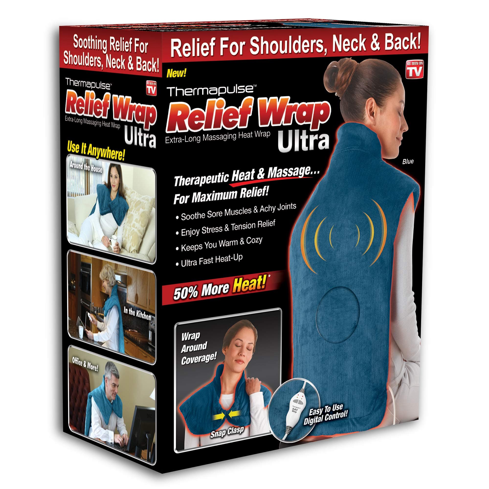 Ontel Thermapulse Relief Wrap Ultra - Extra-Long Massaging Heat Wrap