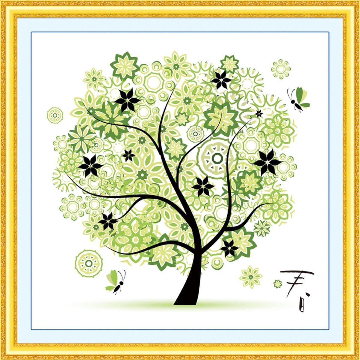 DIY Counted Cross Stitch Kits Handmade Needlework Embroidery Set Home Decor Colorful Tree Spring Season