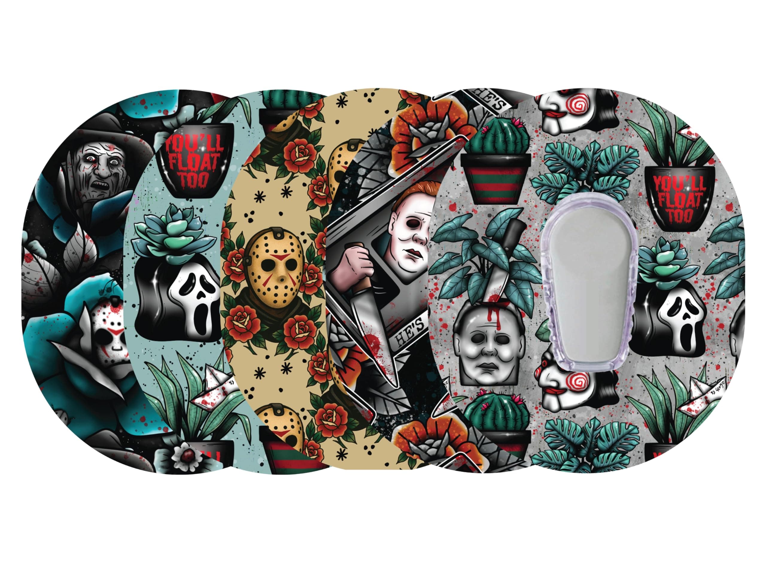 Glucomart Adhesive Patches for Dexcom G6 – 5-Pack Waterproof, Sweatproof CGM Overpatches – Hypoallergenic CGM Patches (Fear Florals)