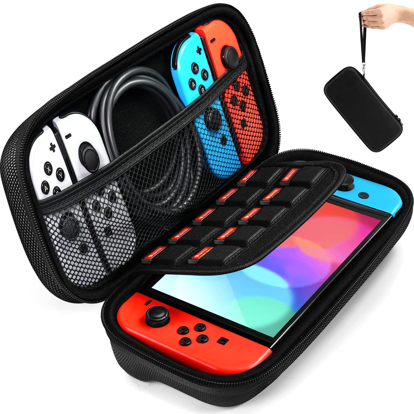 ivoler Carry Case for Nintendo Switch, Black Protective Portable Hard Shell Pouch Carrying Travel Game Bag