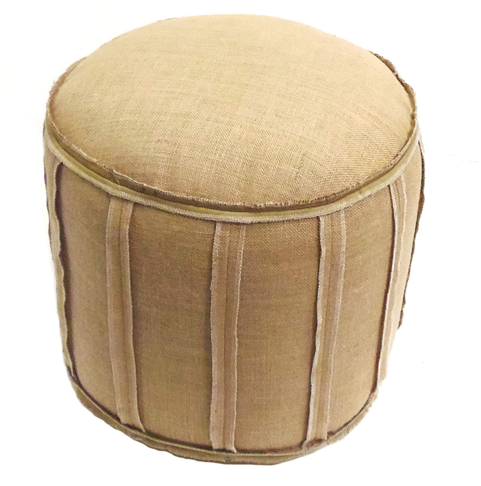 COTTON CRAFT - Rustic Jute Burlap Patch Pouf - Natural - Floor Ottoman - 100% Jute Fabric - Lovingly Handmade by Skilled Artisans by patching Together Strips of Natural Jute - 20 Diameter x 19 High